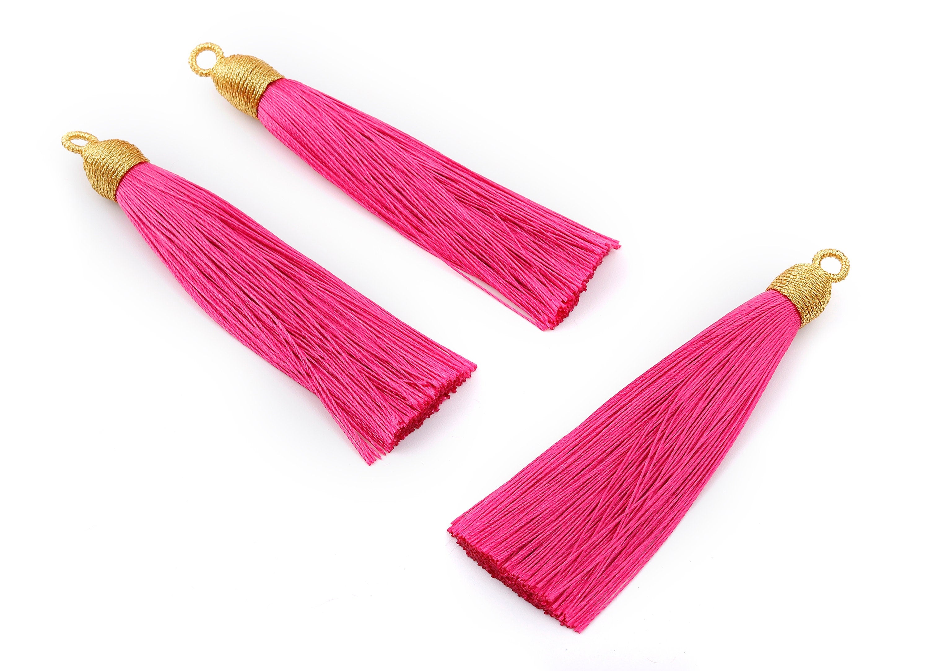Silky Tassels with Loop Charms - Silky Tassels Earrings and Pendant - Boho Earrings - Earring Accessories - 84.37x9.59mm - TS1003 - DOMEDBAZAAR