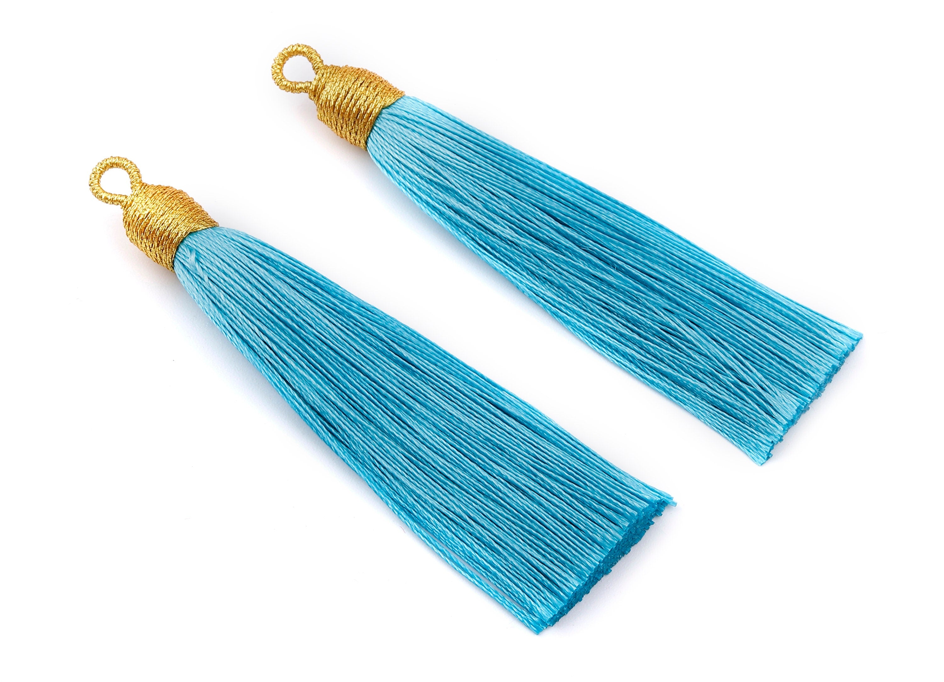 Silky Tassels with Loop Charms - Silky Tassels Earrings and Pendant - Boho Earrings - Earring Accessories - 84.37x9.59mm - TS1006 - DOMEDBAZAAR