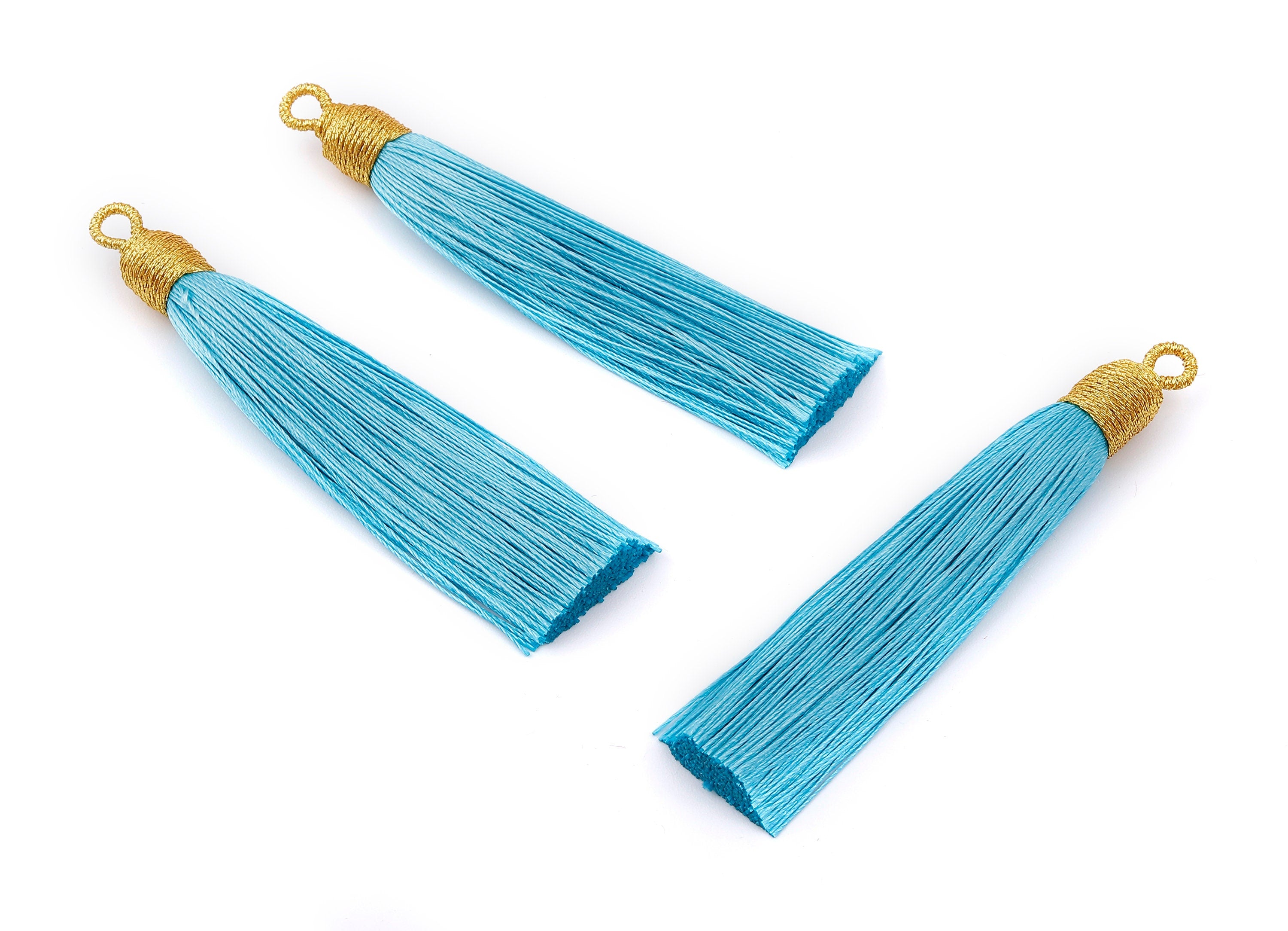 Silky Tassels with Loop Charms - Silky Tassels Earrings and Pendant - Boho Earrings - Earring Accessories - 84.37x9.59mm - TS1006 - DOMEDBAZAAR