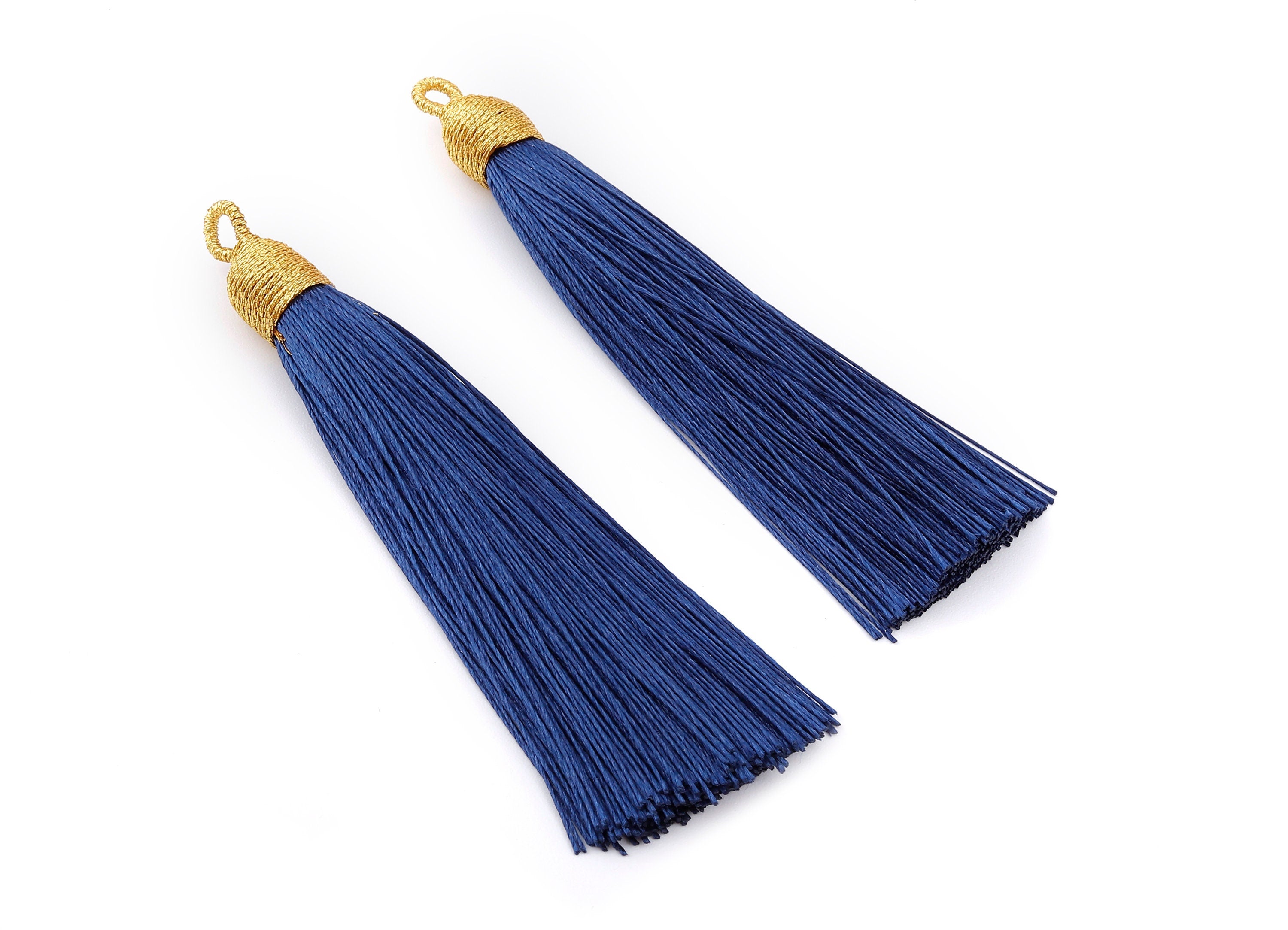 Silky Tassels with Loop Charms - Silky Tassels Earrings and Pendant - Boho Earrings - Earring Accessories - 84.37x9.59mm - TS1008 - DOMEDBAZAAR