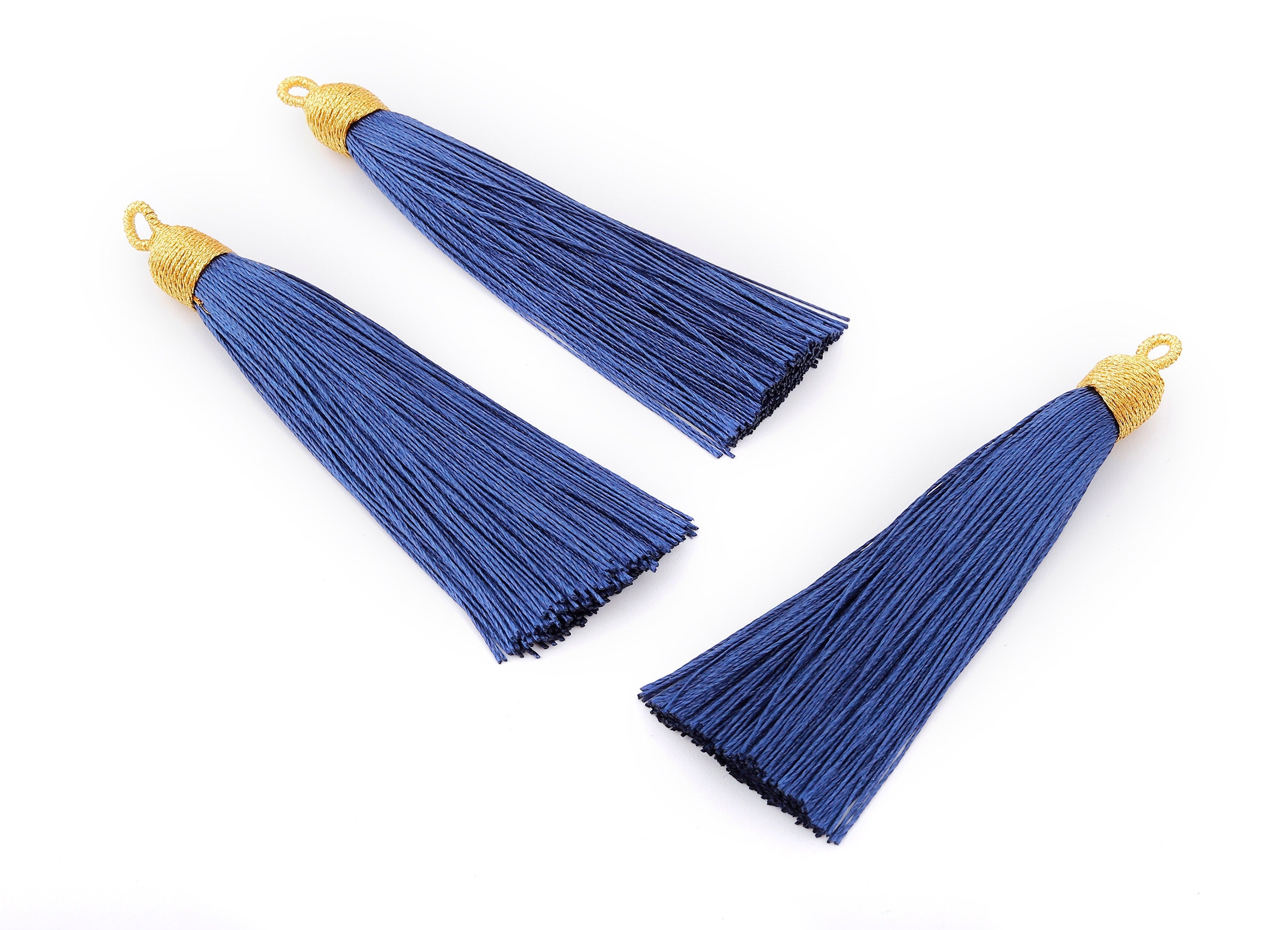 Silky Tassels with Loop Charms - Silky Tassels Earrings and Pendant - Boho Earrings - Earring Accessories - 84.37x9.59mm - TS1008 - DOMEDBAZAAR