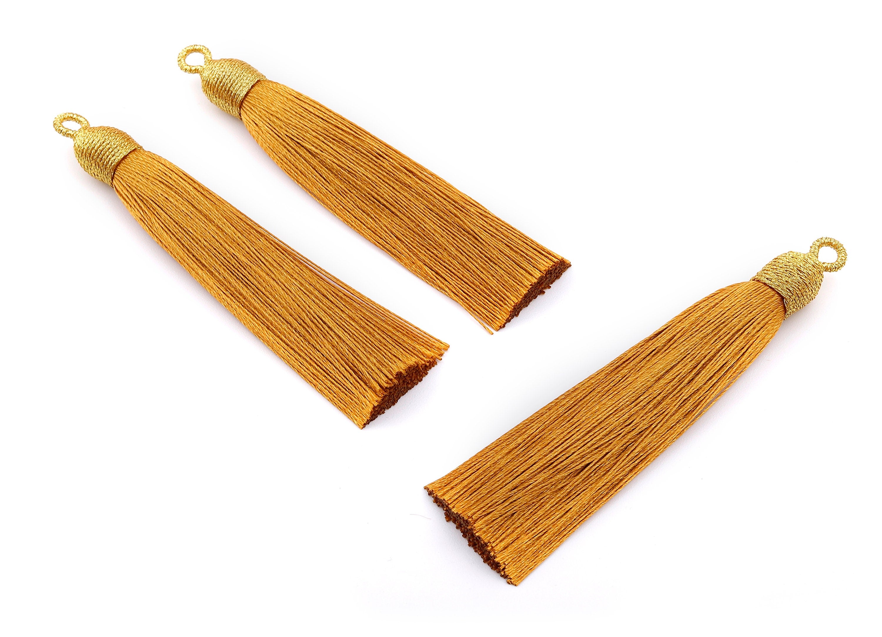 Silky Tassels with Loop Charms - Silky Tassels Earrings and Pendant - Boho Earrings - Earring Accessories - 84.37x9.59mm - TS1011 - DOMEDBAZAAR