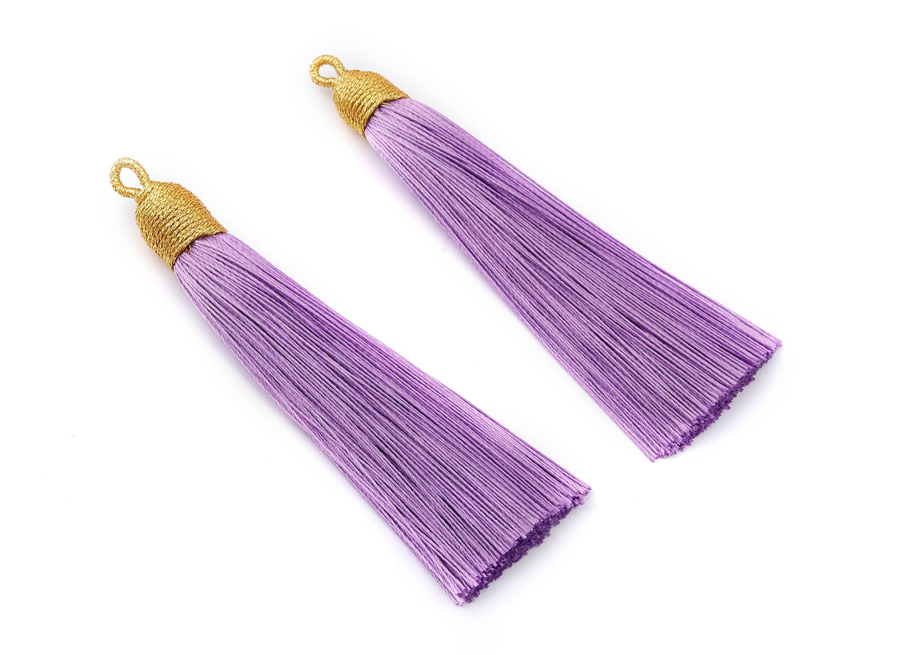 Silky Tassels with Loop Charms - Silky Tassels Earrings and Pendant - Boho Earrings - Earring Accessories - 84.37x9.59mm - TS1013 - DOMEDBAZAAR