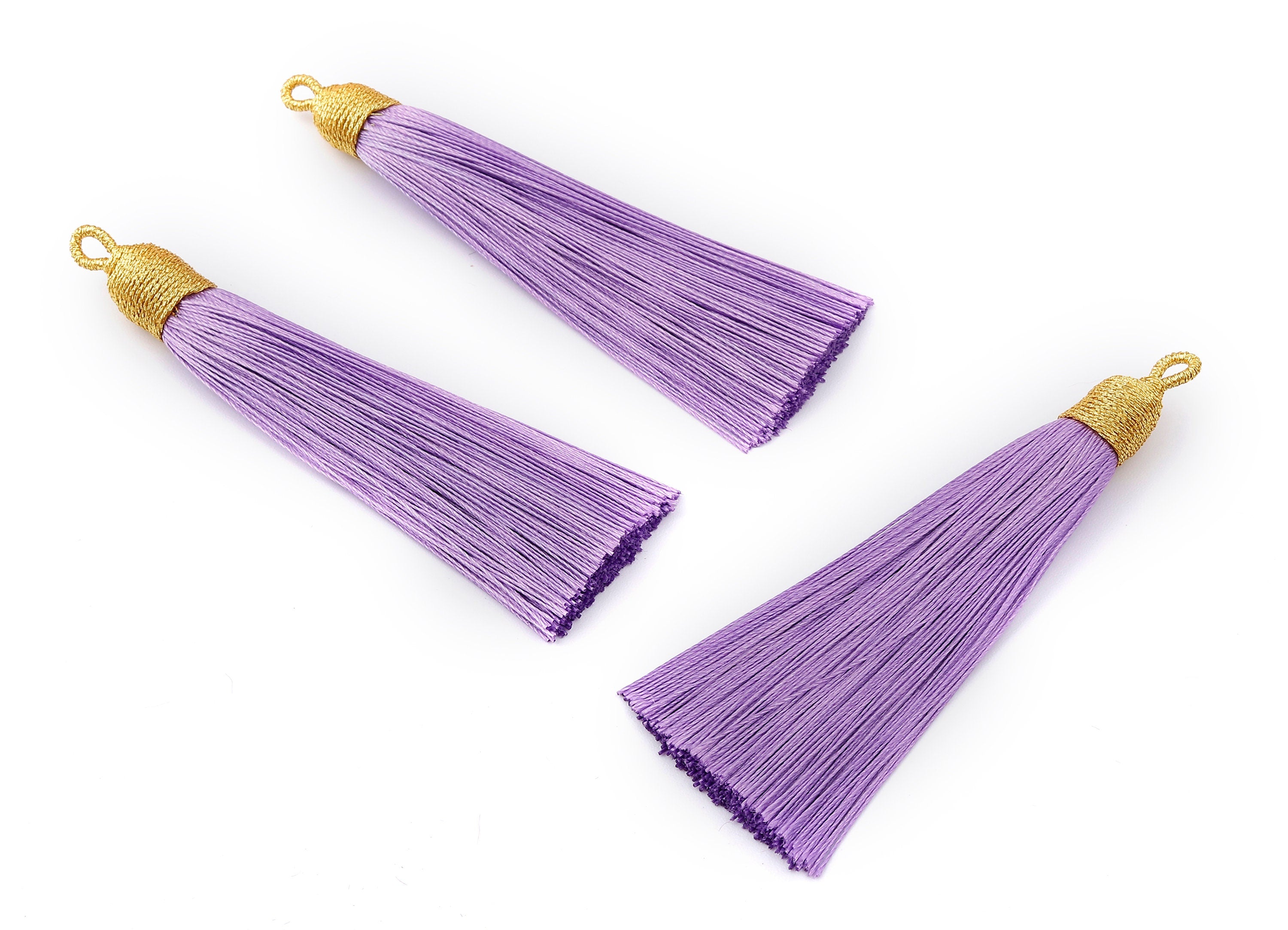 Silky Tassels with Loop Charms - Silky Tassels Earrings and Pendant - Boho Earrings - Earring Accessories - 84.37x9.59mm - TS1013 - DOMEDBAZAAR