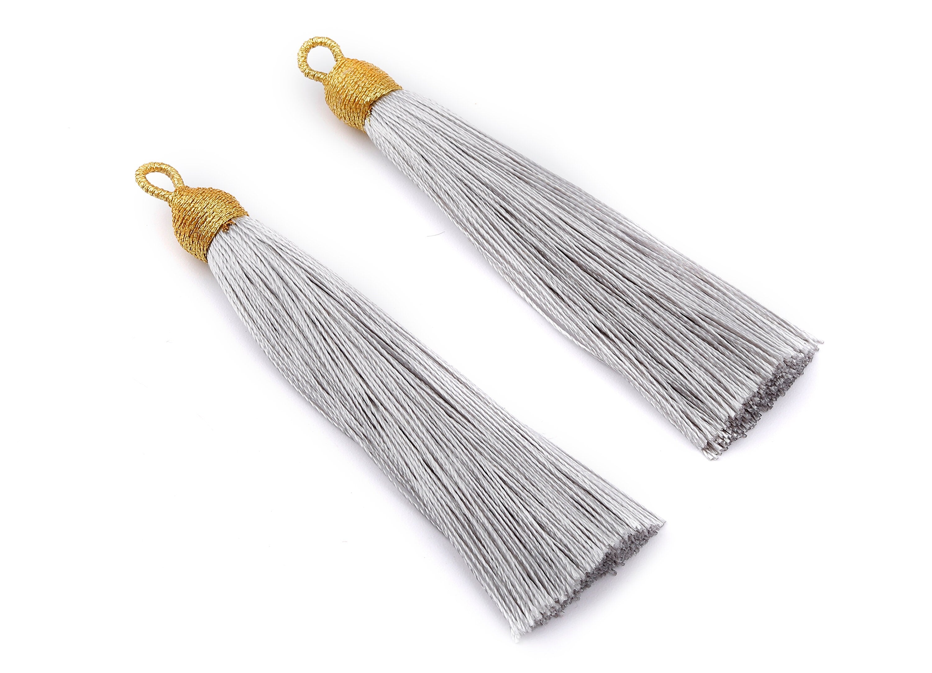 Silky Tassels with Loop Charms - Silky Tassels Earrings and Pendant - Boho Earrings - Earring Accessories - 84.37x9.59mm - TS1014 - DOMEDBAZAAR