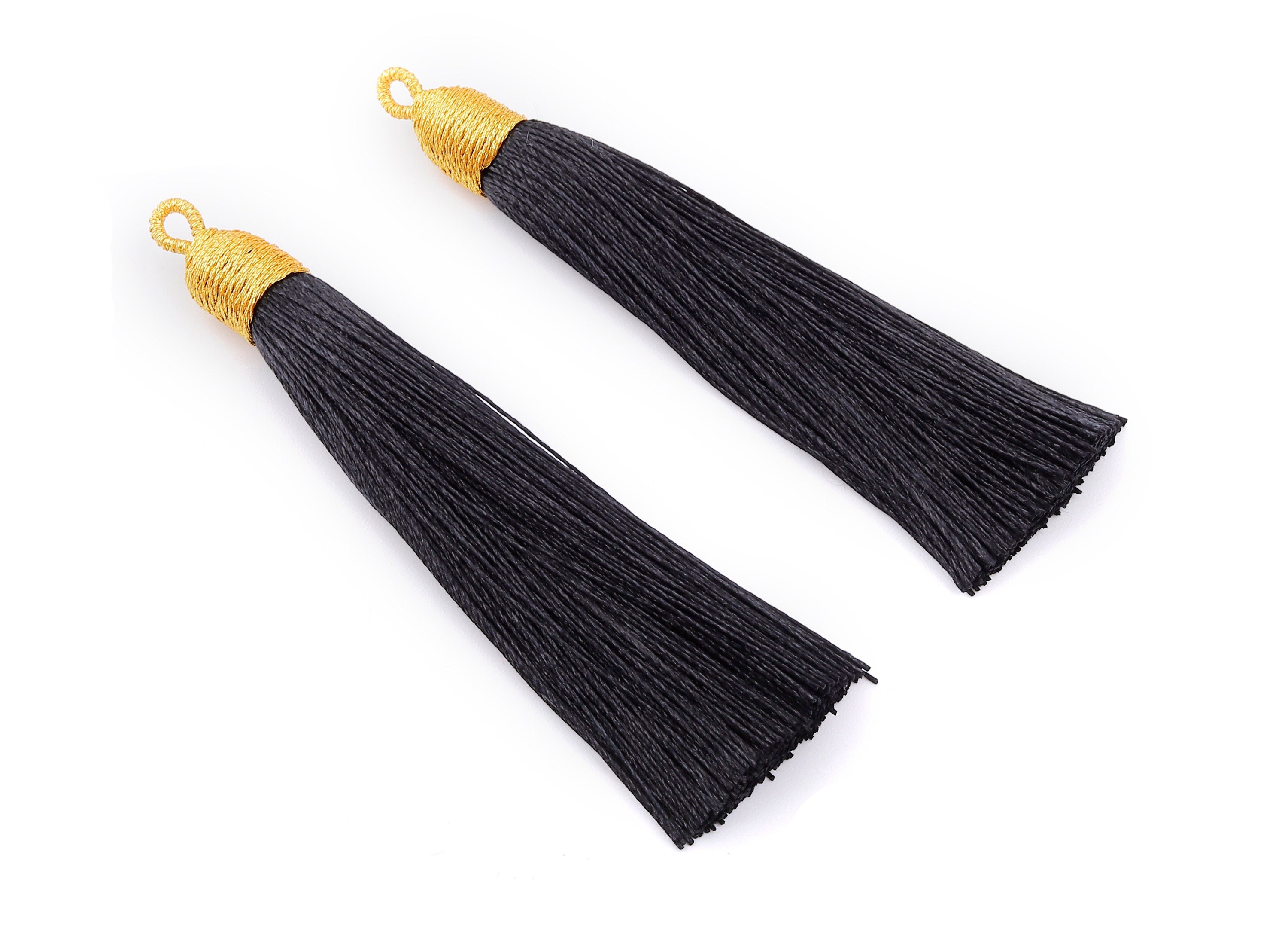 Silky Tassels with Loop Charms - Silky Tassels Earrings and Pendant - Boho Earrings - Earring Accessories - 84.37x9.59mm - TS1015 - DOMEDBAZAAR