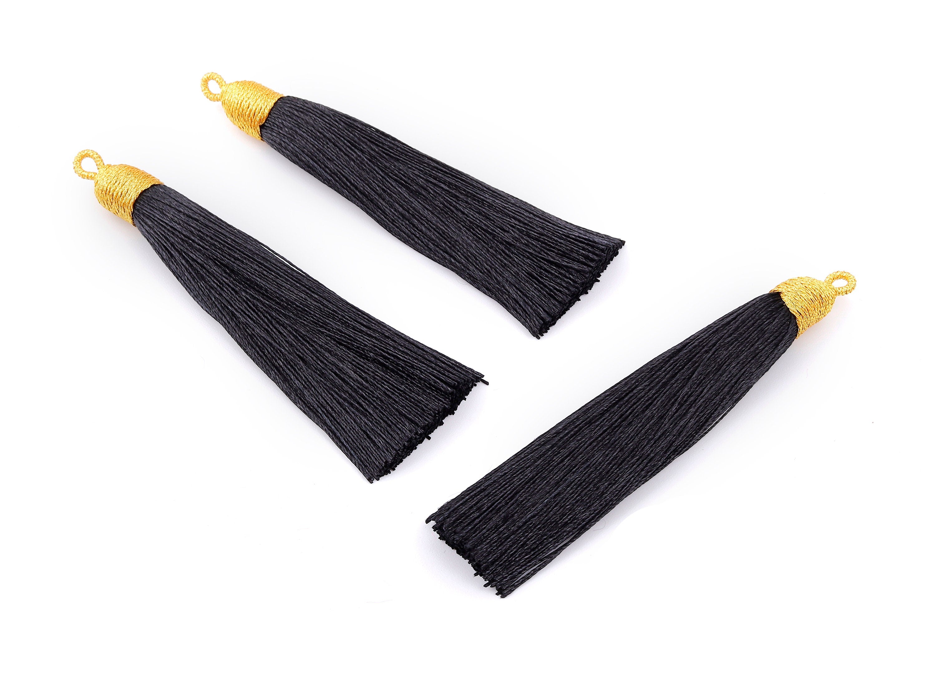 Silky Tassels with Loop Charms - Silky Tassels Earrings and Pendant - Boho Earrings - Earring Accessories - 84.37x9.59mm - TS1015 - DOMEDBAZAAR