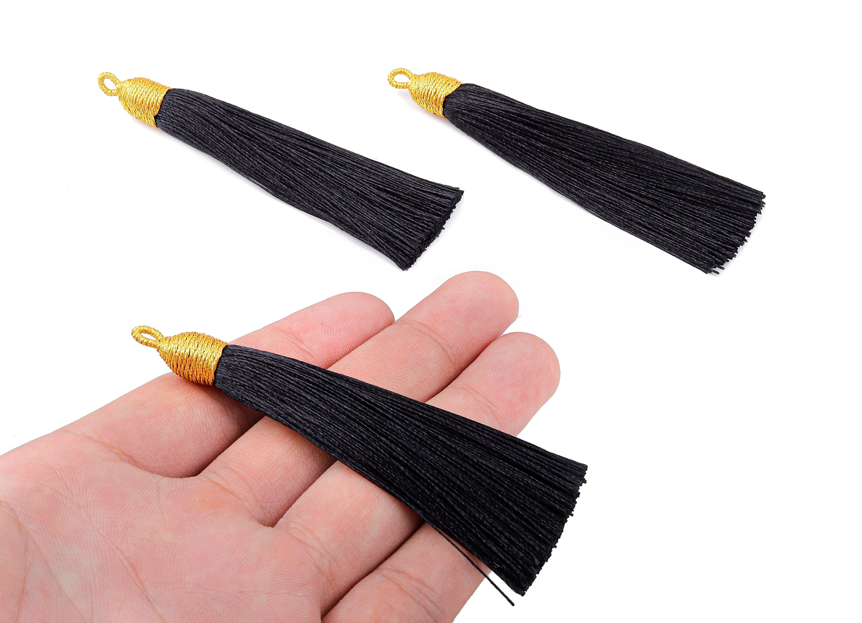Silky Tassels with Loop Charms - Silky Tassels Earrings and Pendant - Boho Earrings - Earring Accessories - 84.37x9.59mm - TS1015 - DOMEDBAZAAR