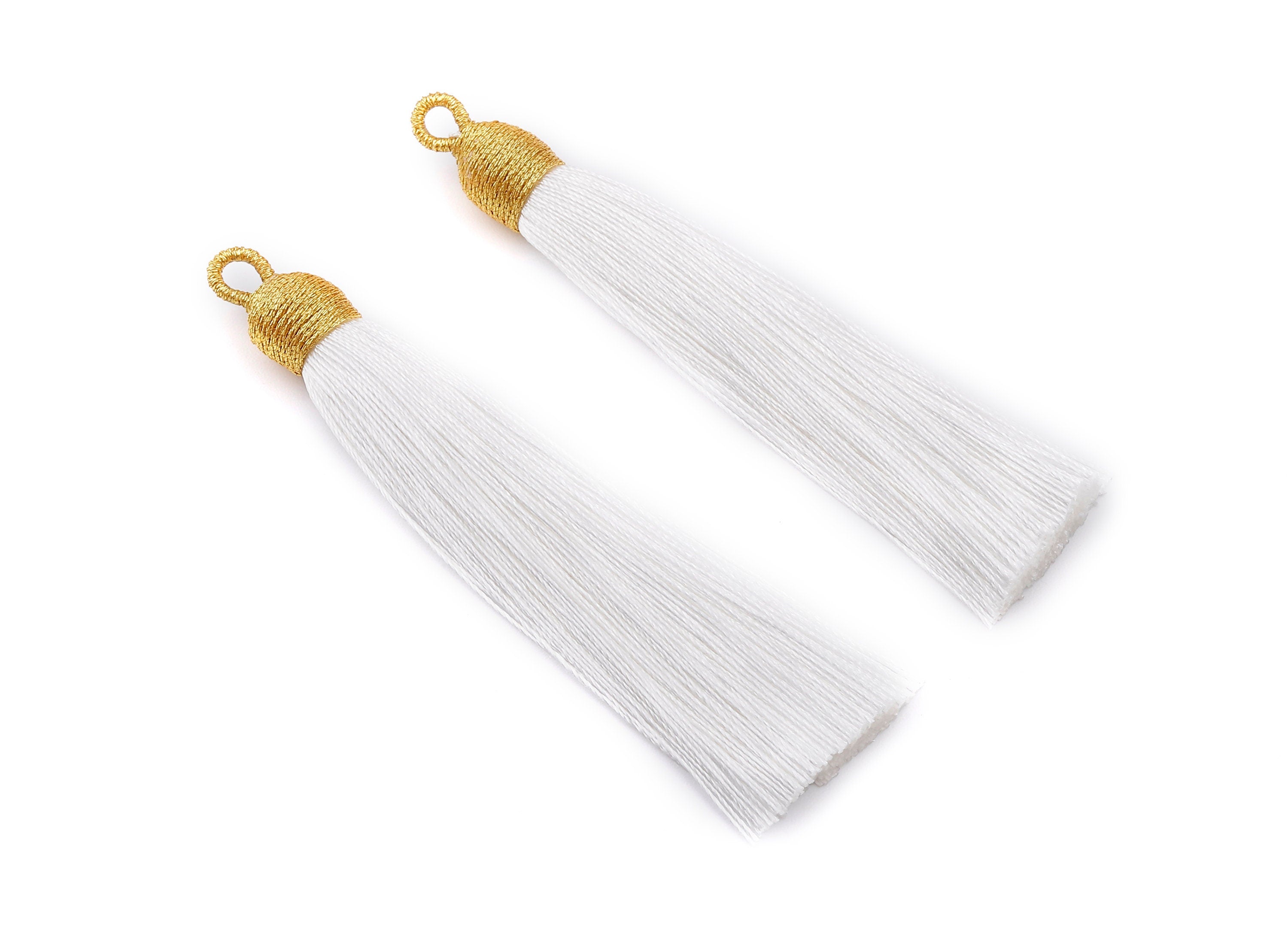 Silky Tassels with Loop Charms - Silky Tassels Earrings and Pendant - Boho Earrings - Earring Accessories - 84.37x9.59mm - TS1016 - DOMEDBAZAAR