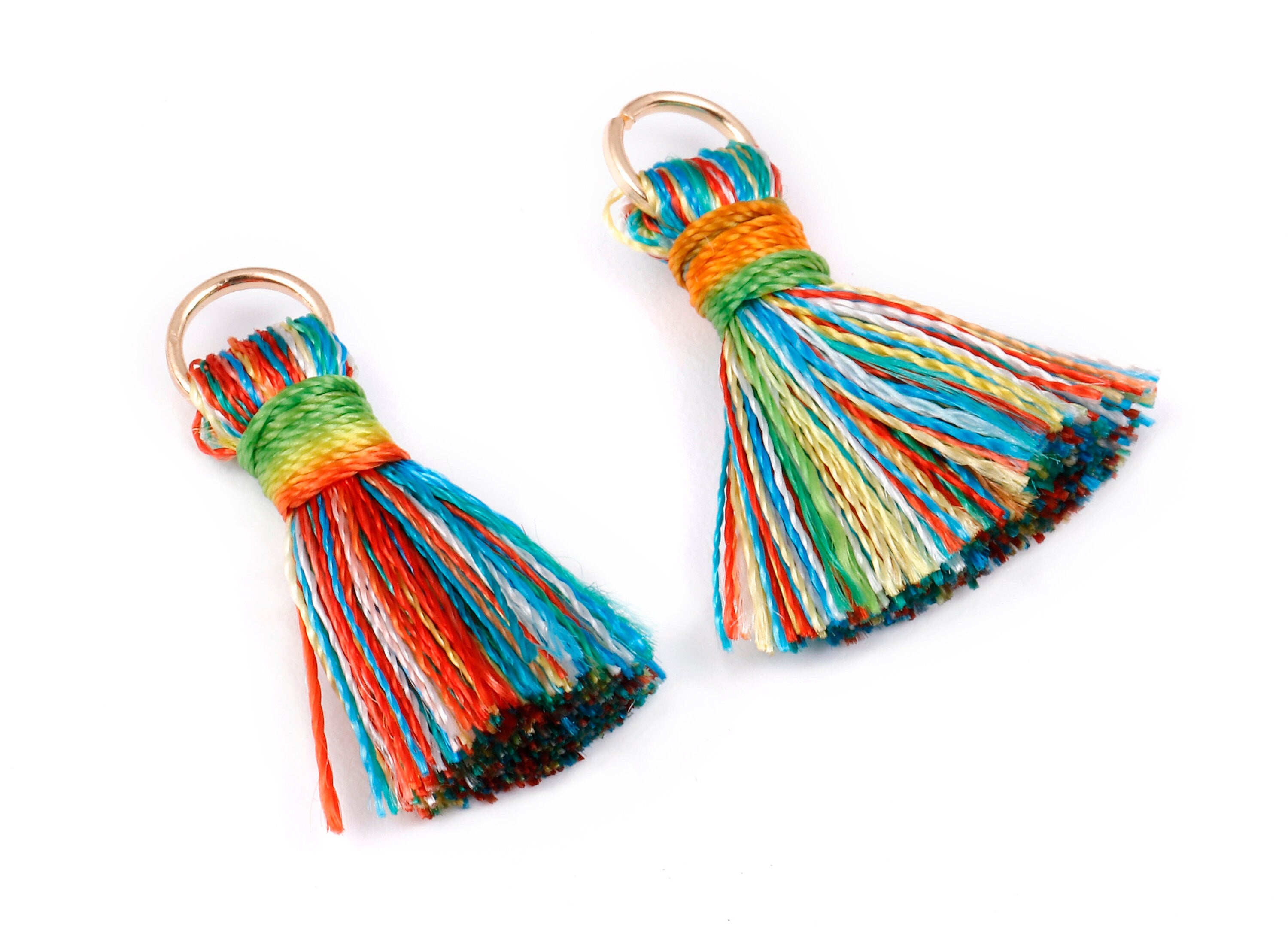 Silky Tassels with Loop Charms - Silky Tassels Earring and Pendant - Tassels with Iron Jump Ring - Boho Earrings - 24.06x5.92x3.4mm - TS1022 - DOMEDBAZAAR