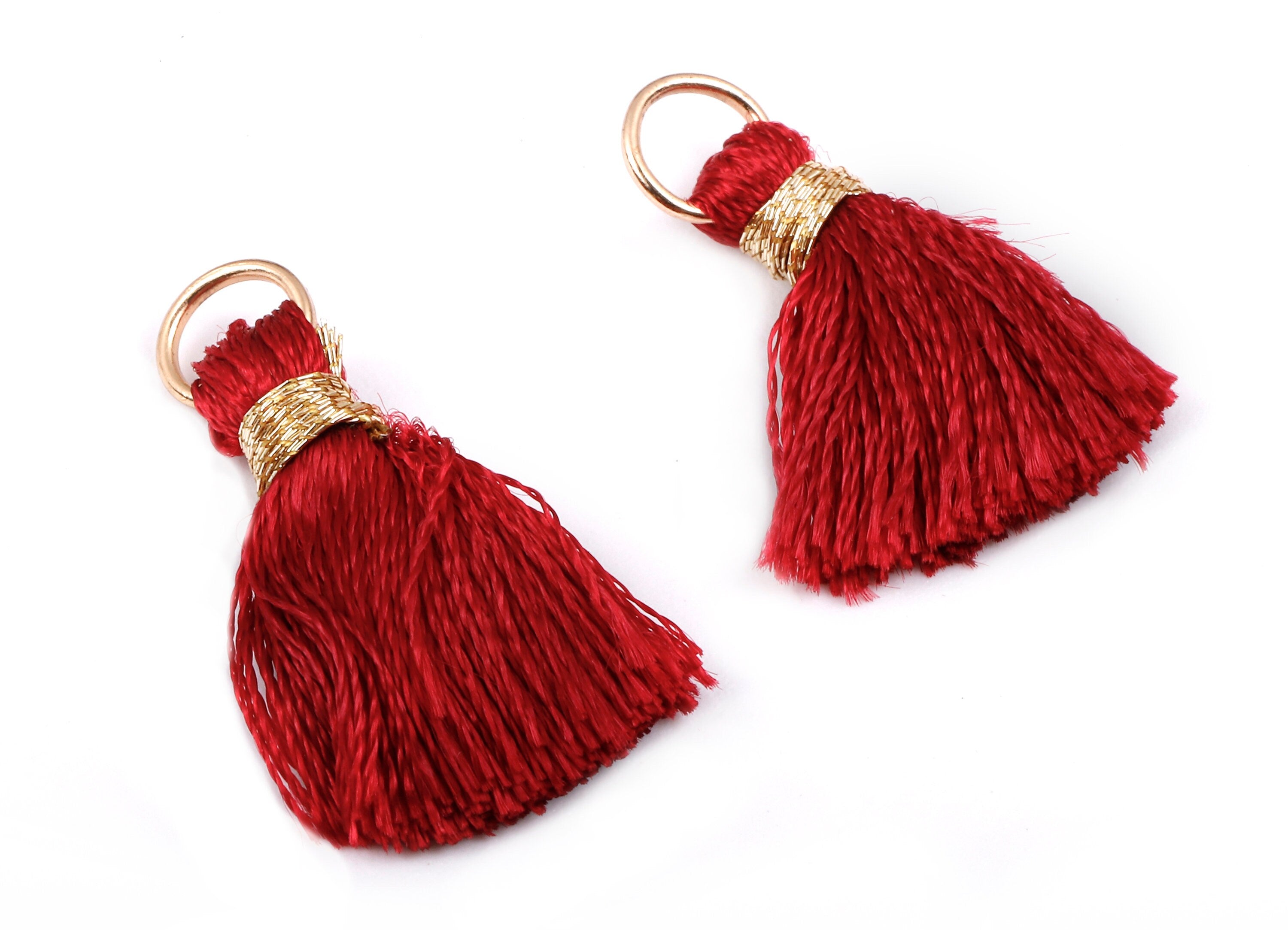 Silky Tassels with Loop Charms - Silky Tassels Earring and Pendant - Tassels with Iron Jump Ring - Boho Earrings - 24.06x5.92x3.4mm - TS1037 - DOMEDBAZAAR