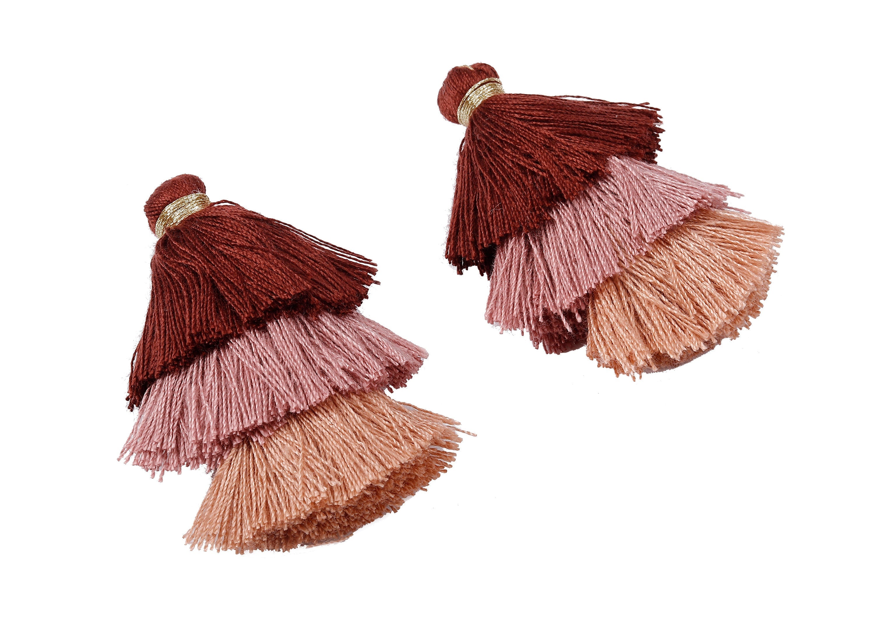 3 Layers Tassel Charms - Tiered Tassel Earrings - Stacked Tassel Pendant - Tiered Tassels for Earrings and Key Chain - 79.7x18.32mm - TS1046 - DOMEDBAZAAR