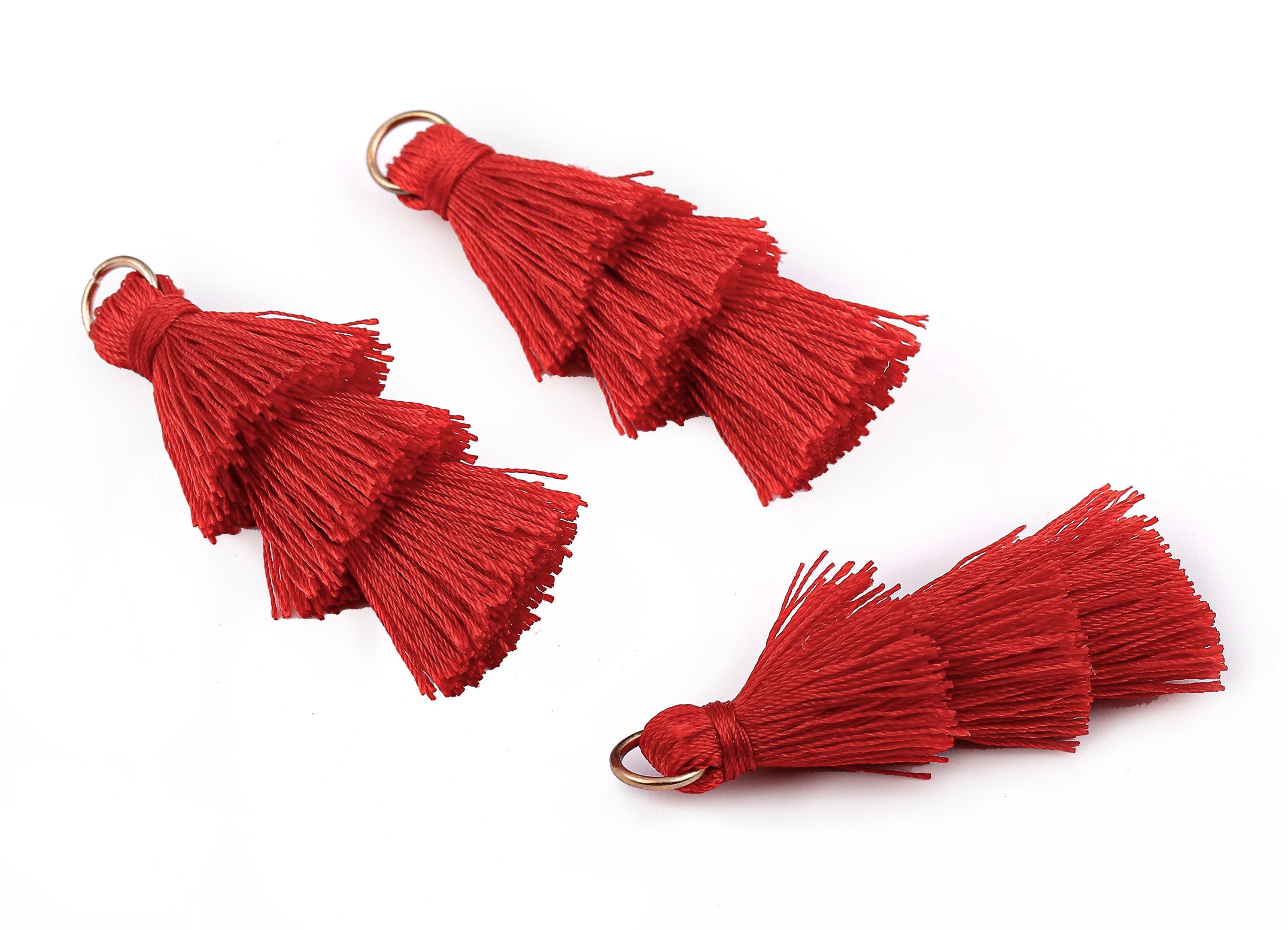 3 Layers Tassel Charms - Tiered Tassel Earrings - Tassels with Iron Jump Ring - Tassels for Earrings and Key Chain - 72.27x13.7mm - TS1050 - DOMEDBAZAAR