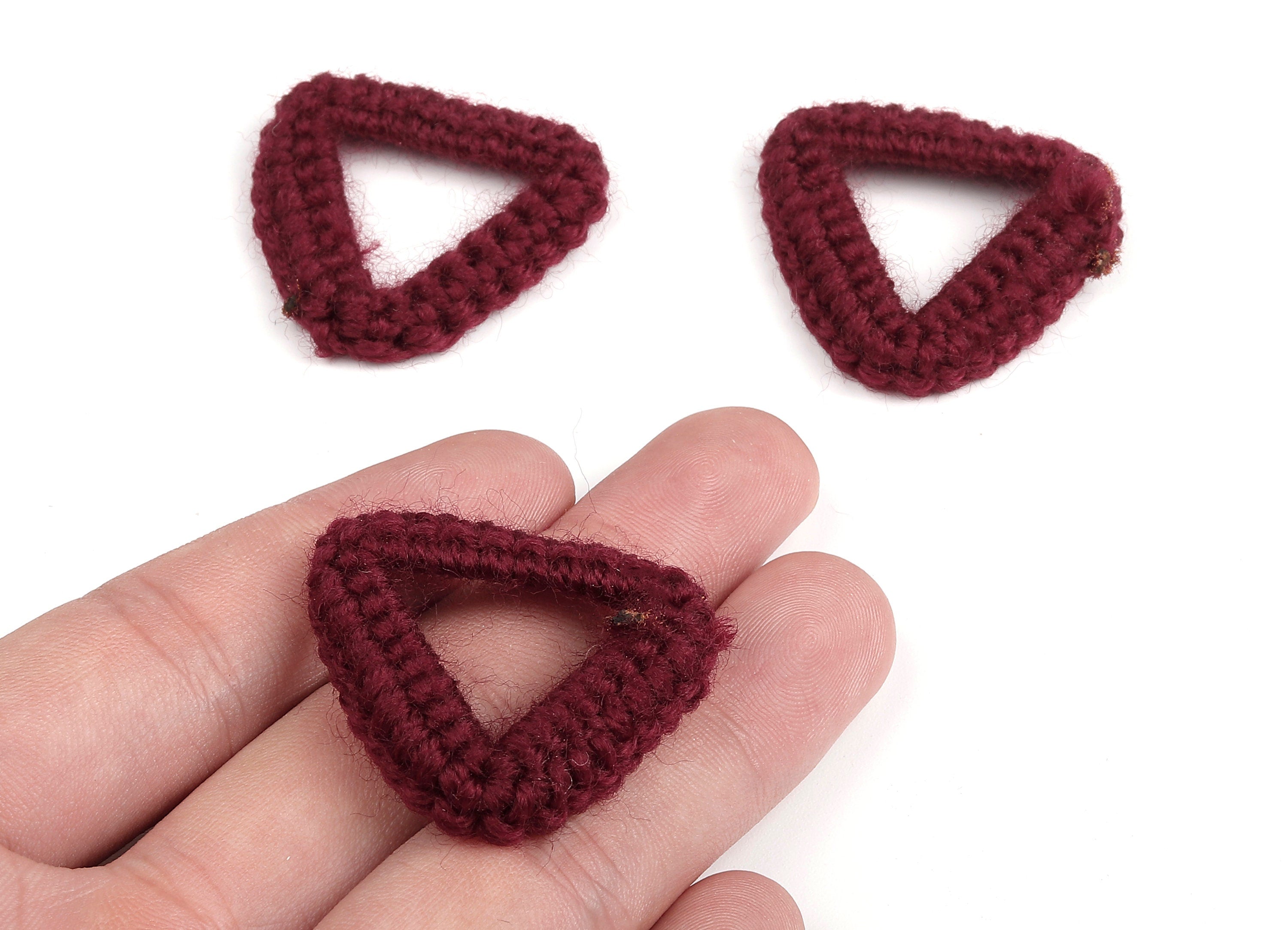 Crochet Triangle Earrings - Crochet Earrings and Pendant - Handmade Triangle Earrings - 37.17x37.17x3.27mm - TS1080 - DOMEDBAZAAR