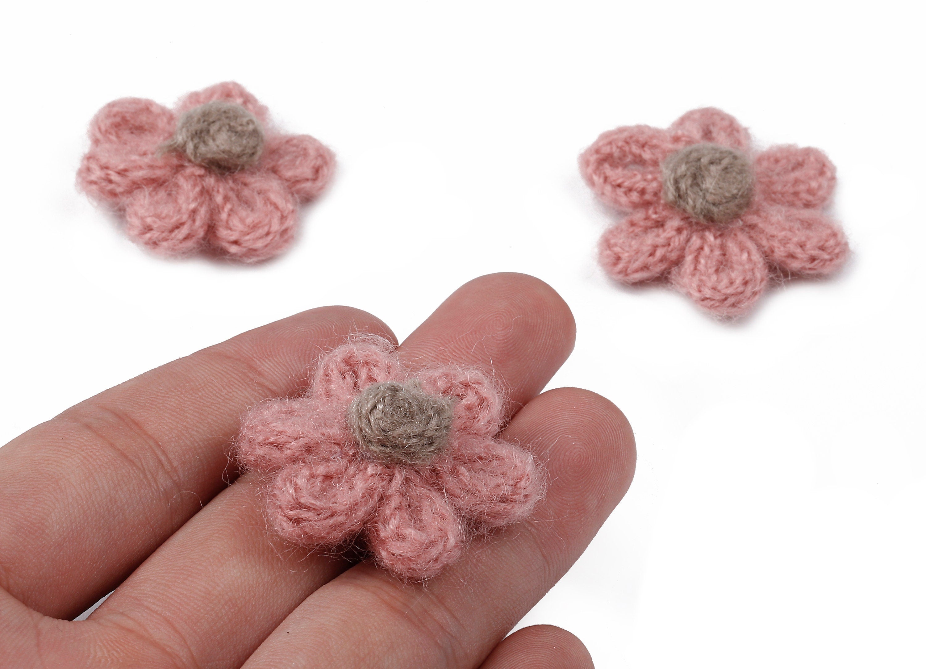 Crochet Flower Earrings - Knit Weaving Flower Earrings - Crochet Flower Pendant - Handmade Flower Earrings - 32.33x32.33x9.91mm - TS1082M - DOMEDBAZAAR