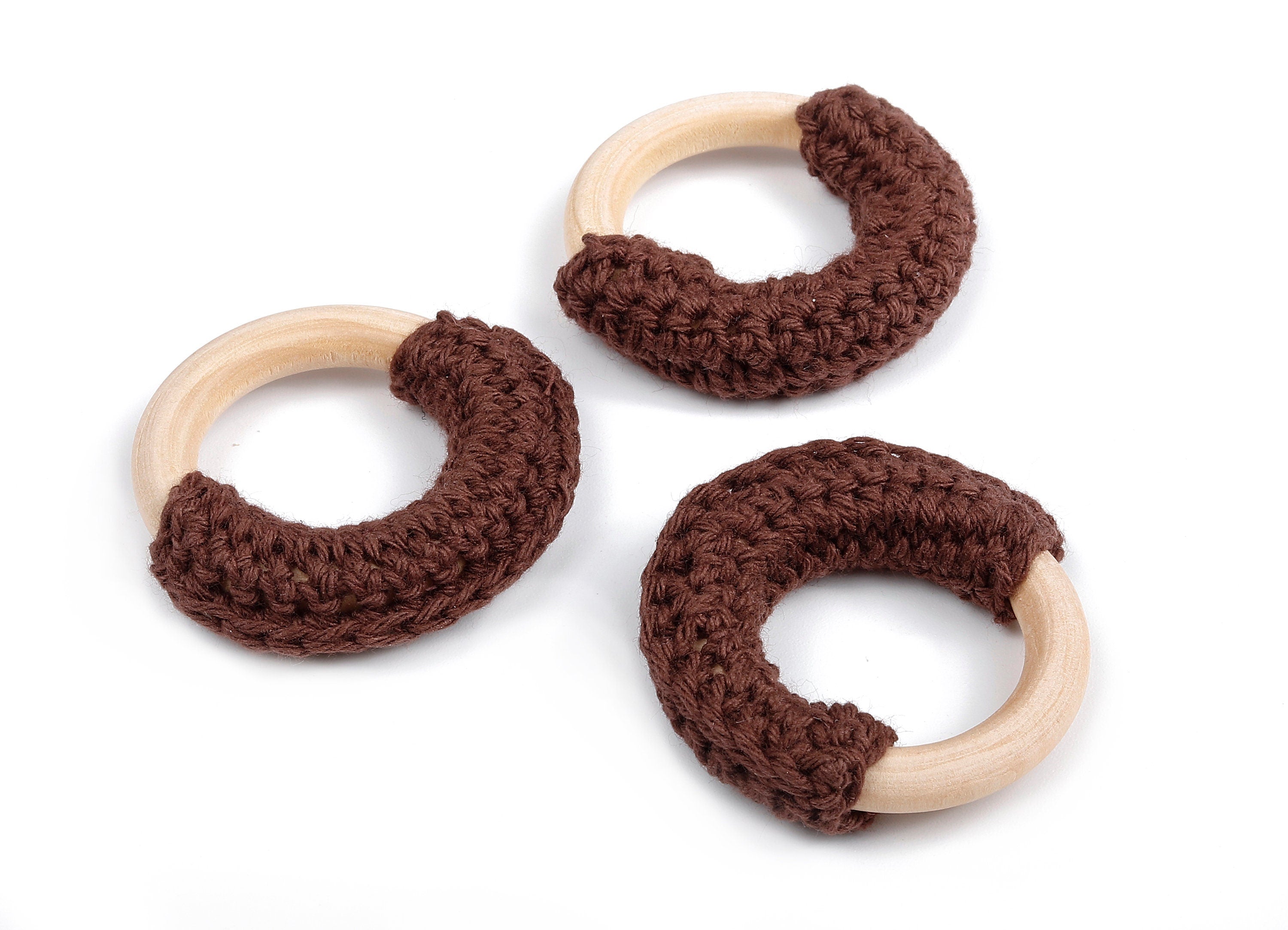 Crochet Circle Earrings - Crochet Earring with Ring Wooden - Knit weaving Earrings - Handmade Circle Earrings - 41.65x41.65x11.02mm - TS1067 - DOMEDBAZAAR
