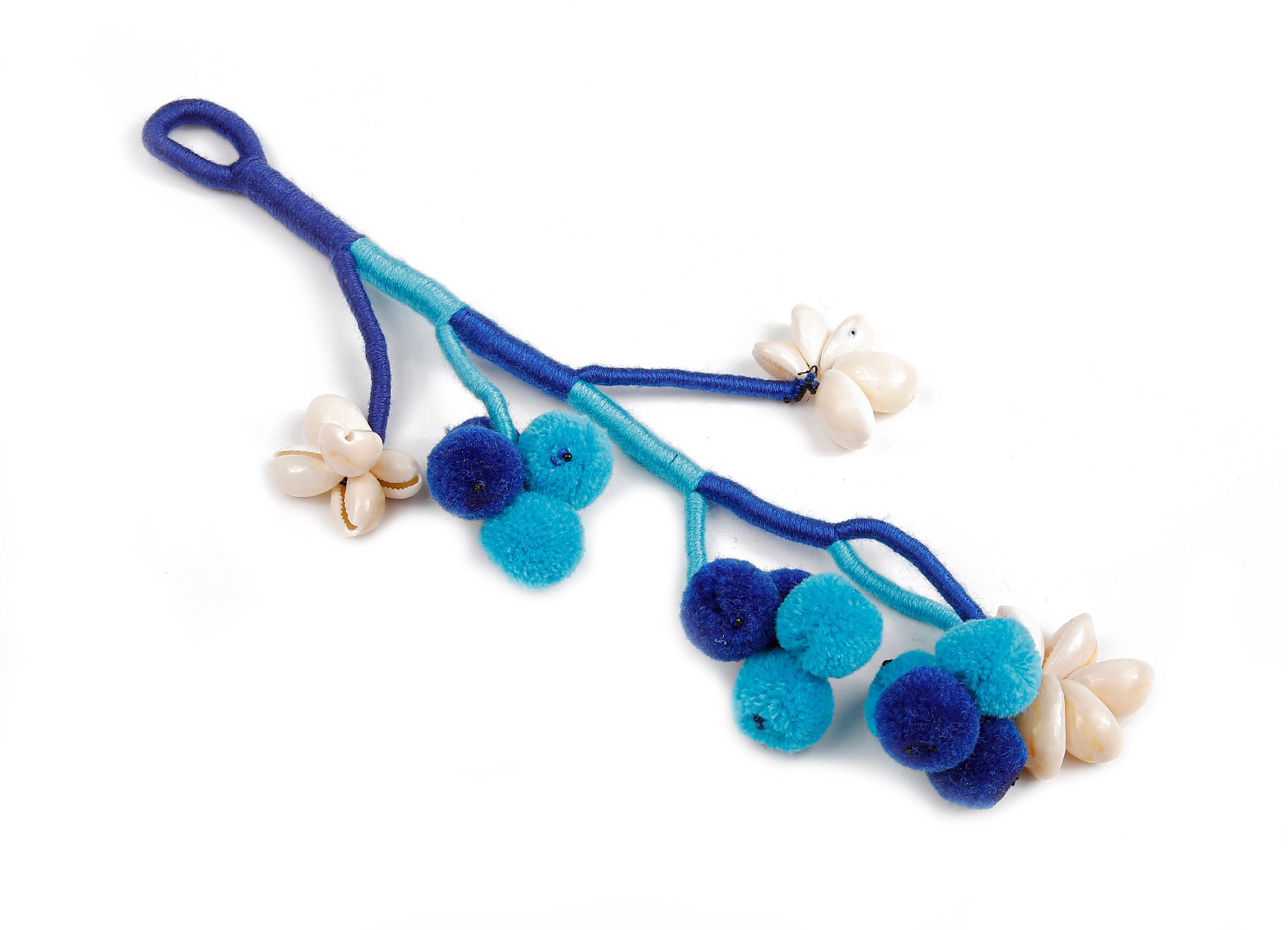 Large Luxe Branch Pom Pom Charms - Bag Purse Charms - Bag Purse Pendant - Key Chain - Boho Style Charms - 235x46.16mm - TS1084 - DOMEDBAZAAR