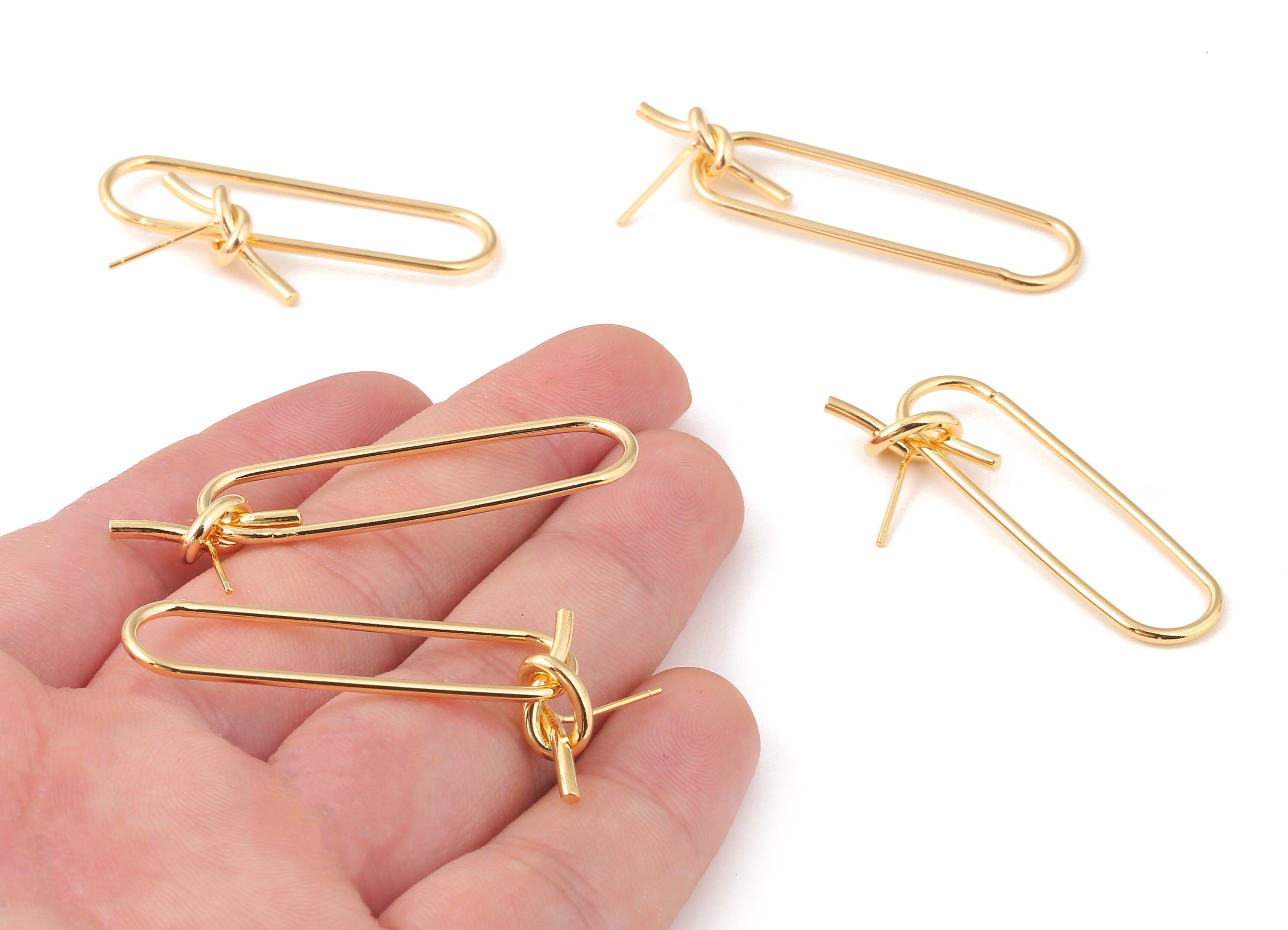 Brass Earing wire - Brass  Earring Post and Earring Stud - 18K Real Gold Plated Brass - Jewelry Supplie - 41.89x12.63x1.51mm - RGP1091 - DOMEDBAZAAR