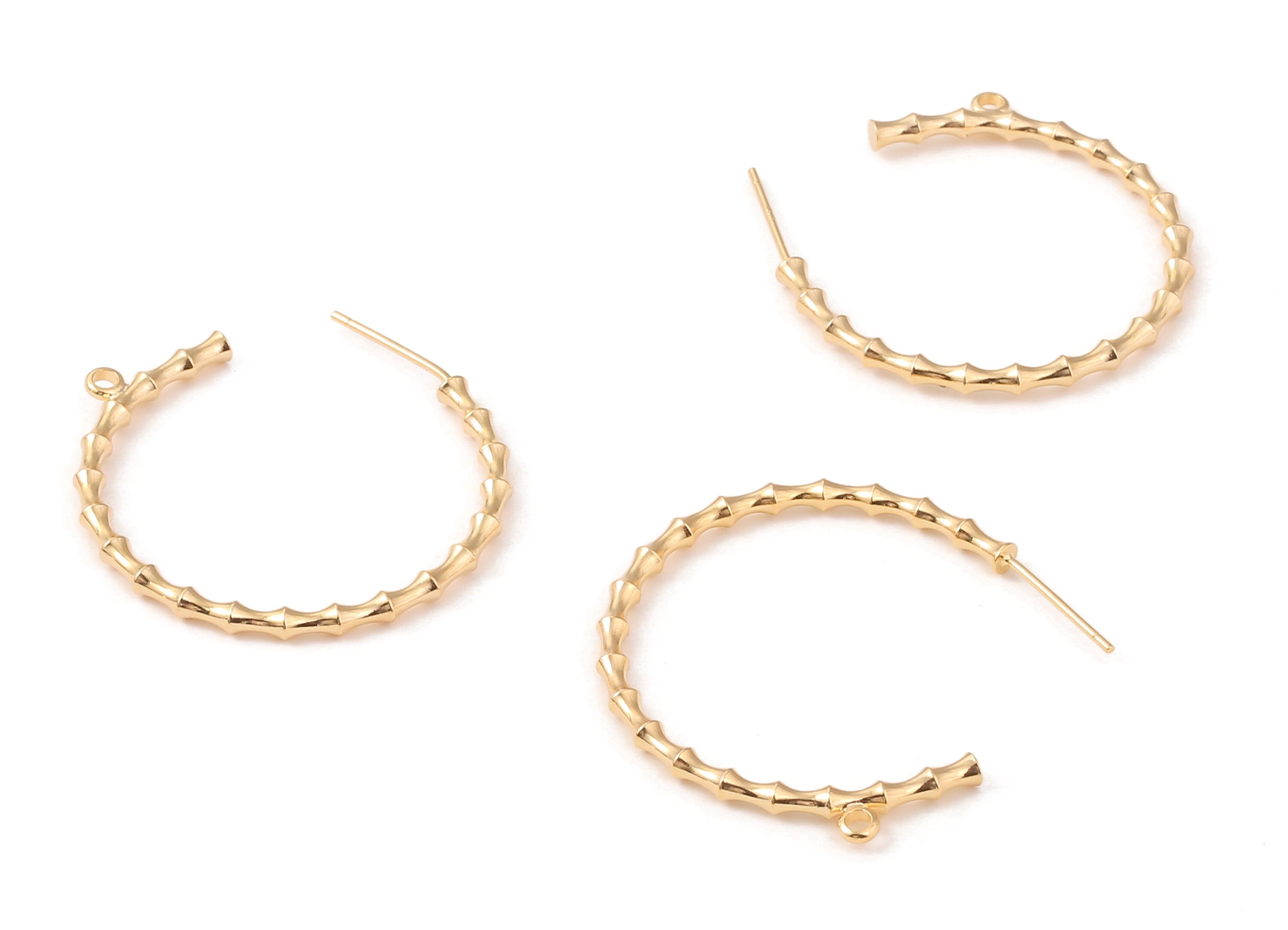 Brass C  Earing Post  - Brass C Earring Stud - 18K Real Gold Plated Brass - Jewelry Supplies - 36.8x31.41x1.64mm - RGP1101 - DOMEDBAZAAR