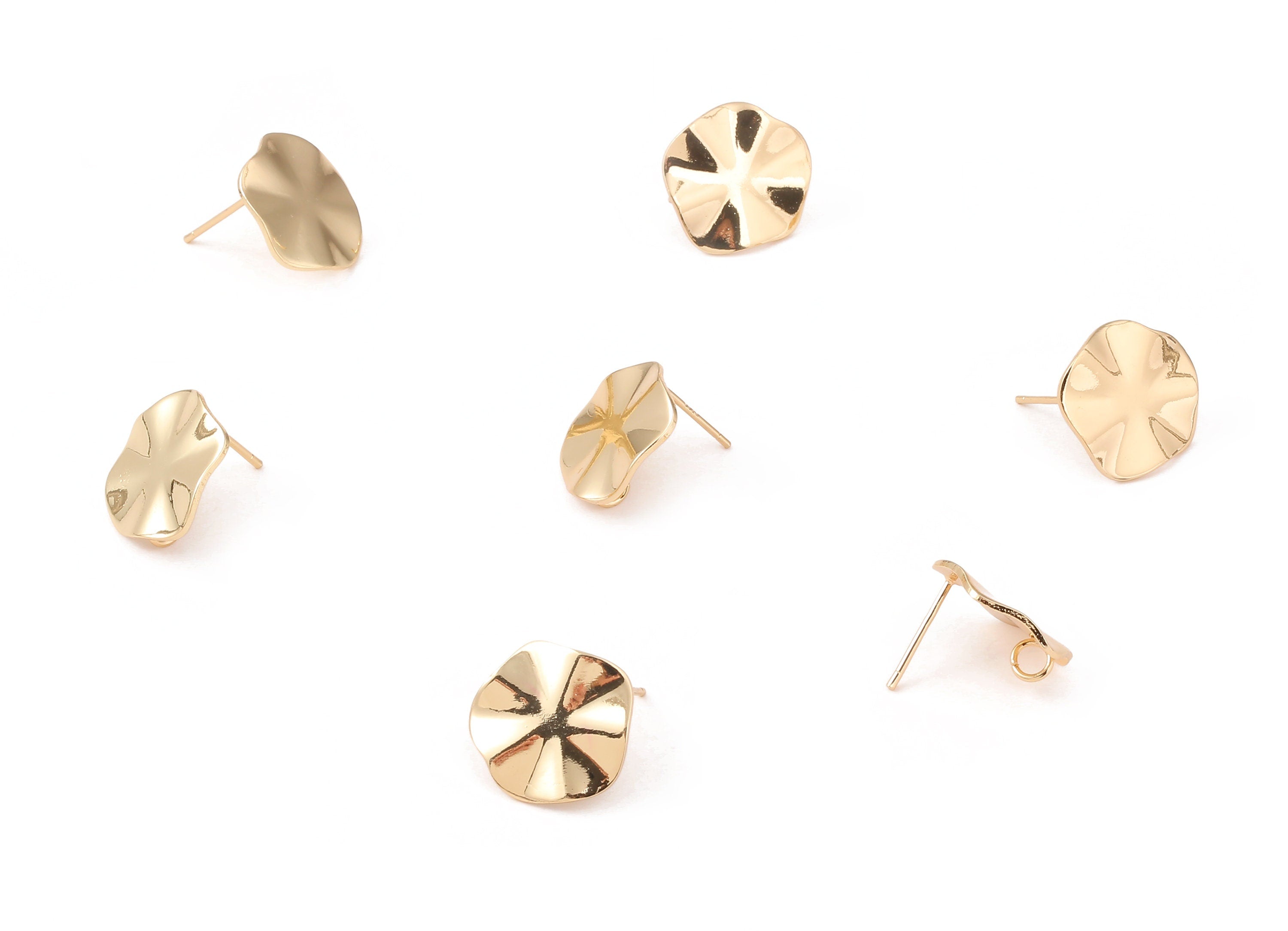 Brass Round Earing Post - Brass Round Earring Stud - 18K Real Gold Plated Brass - Jewelry Supplies - 15.33x15.33x0.95mm - RGP1205 - DOMEDBAZAAR