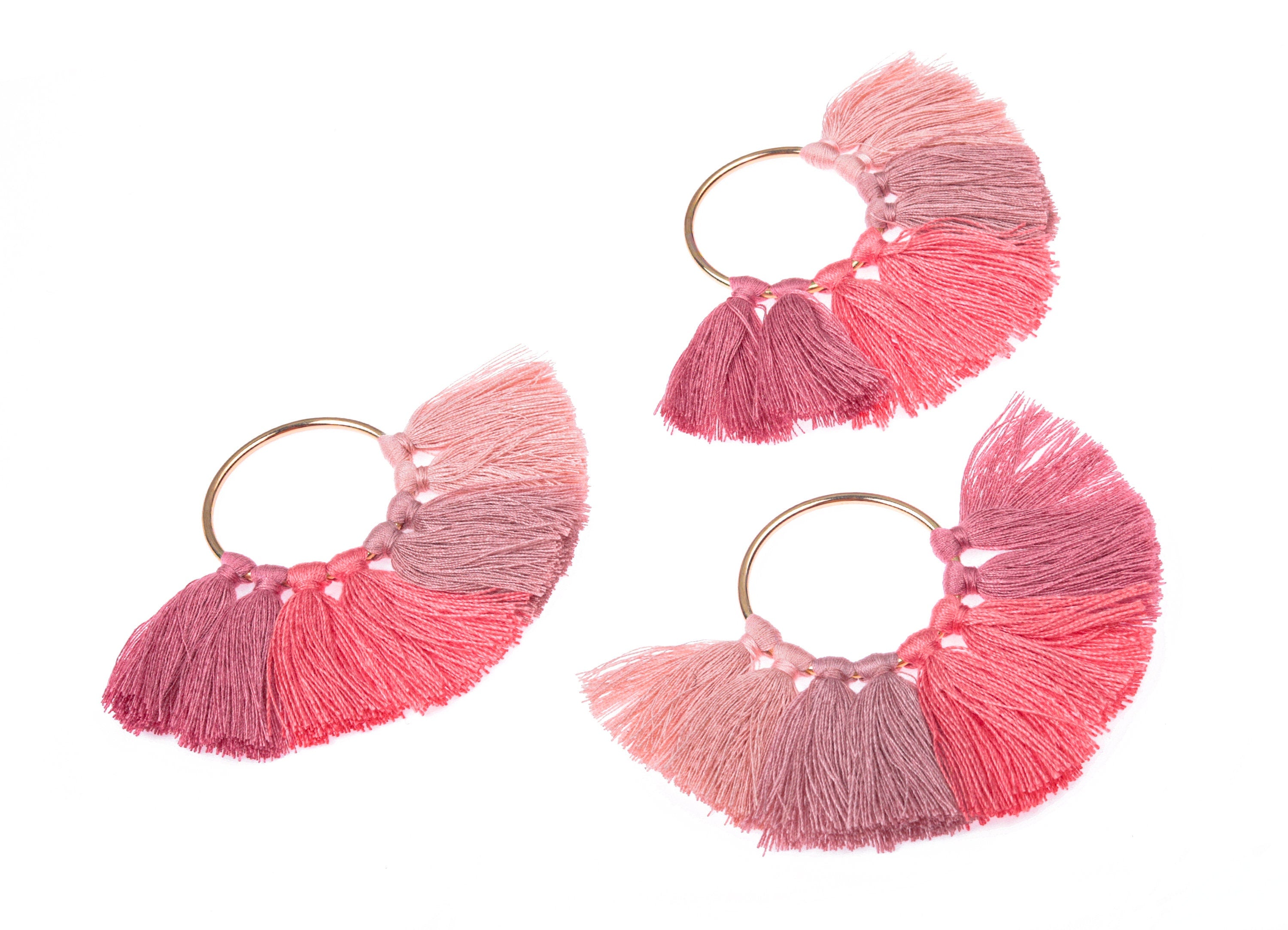 Fan Tassel Earring Charms with Ring - Tassel earring pendant - Fan Ring Earrings - Tassel Findings - Boho Charms - 90.22x64.74mm - TS1089 - DOMEDBAZAAR