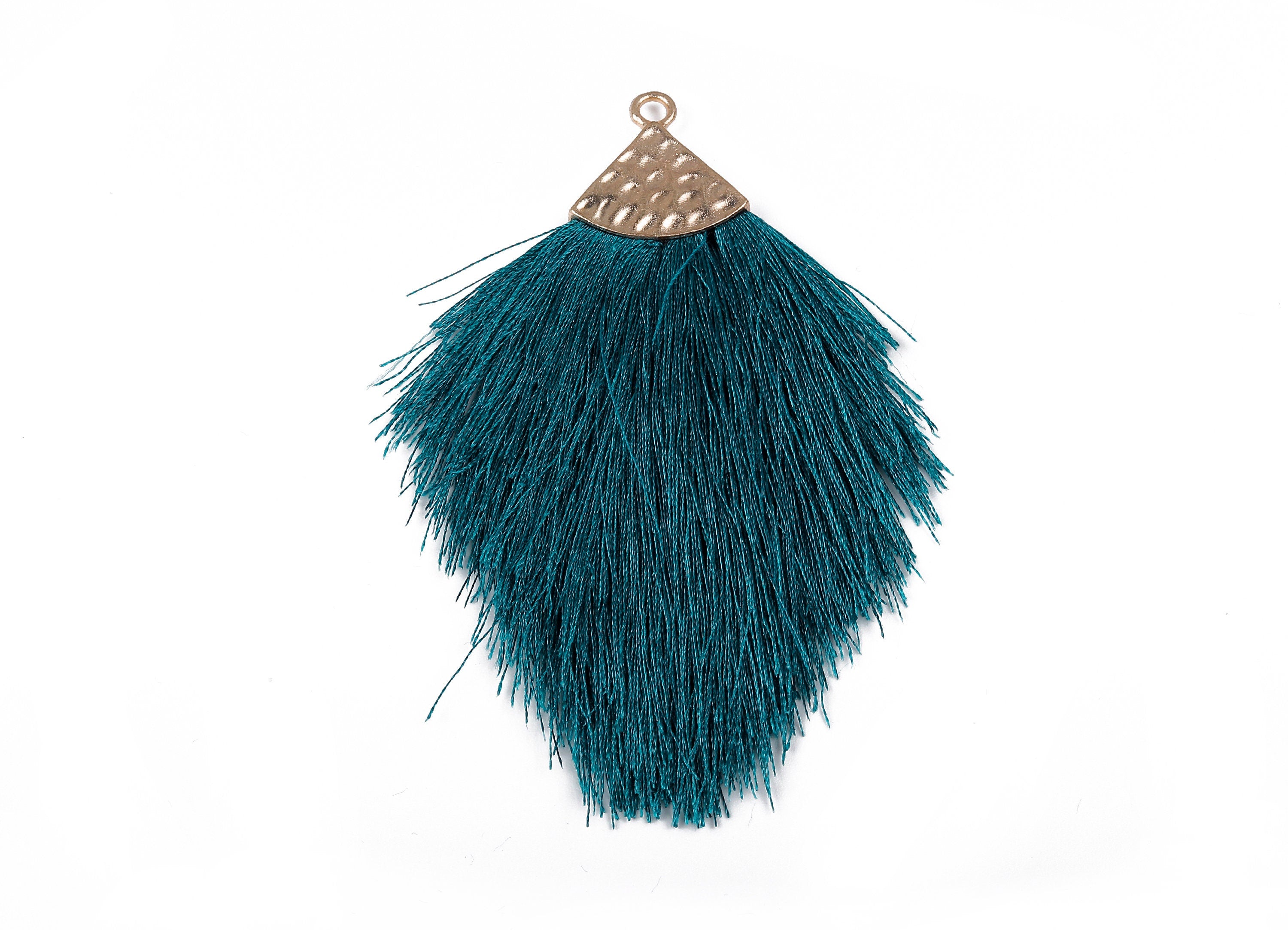 Tassel Earring Charms - Tassel Pendant - Puffy Tassel with Alloy Cap - Tassel Findings - Boho Charms - 96.86x57.69mm - TS1091 - DOMEDBAZAAR