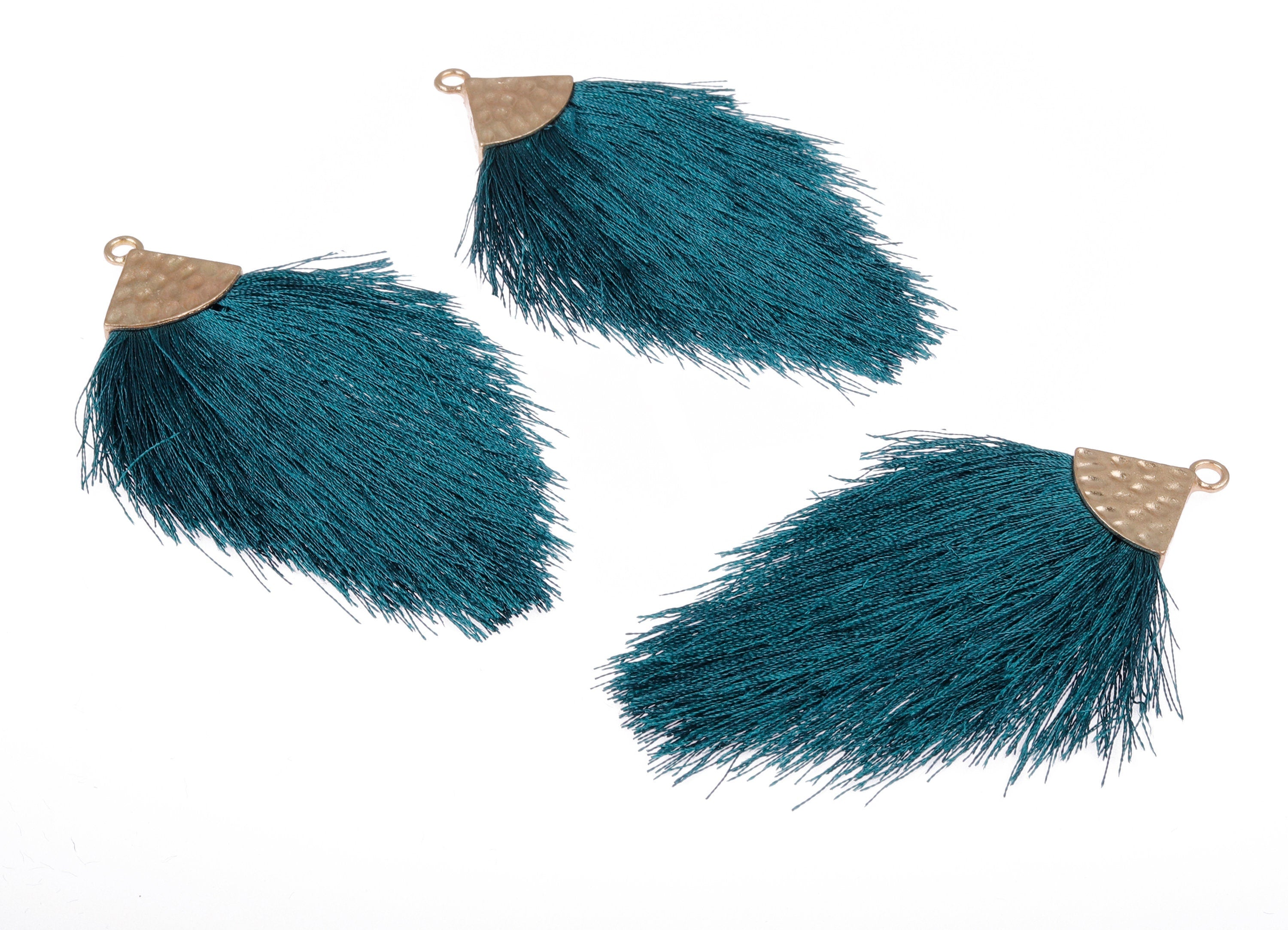 Tassel Earring Charms - Tassel Pendant - Puffy Tassel with Alloy Cap - Tassel Findings - Boho Charms - 96.86x57.69mm - TS1091 - DOMEDBAZAAR