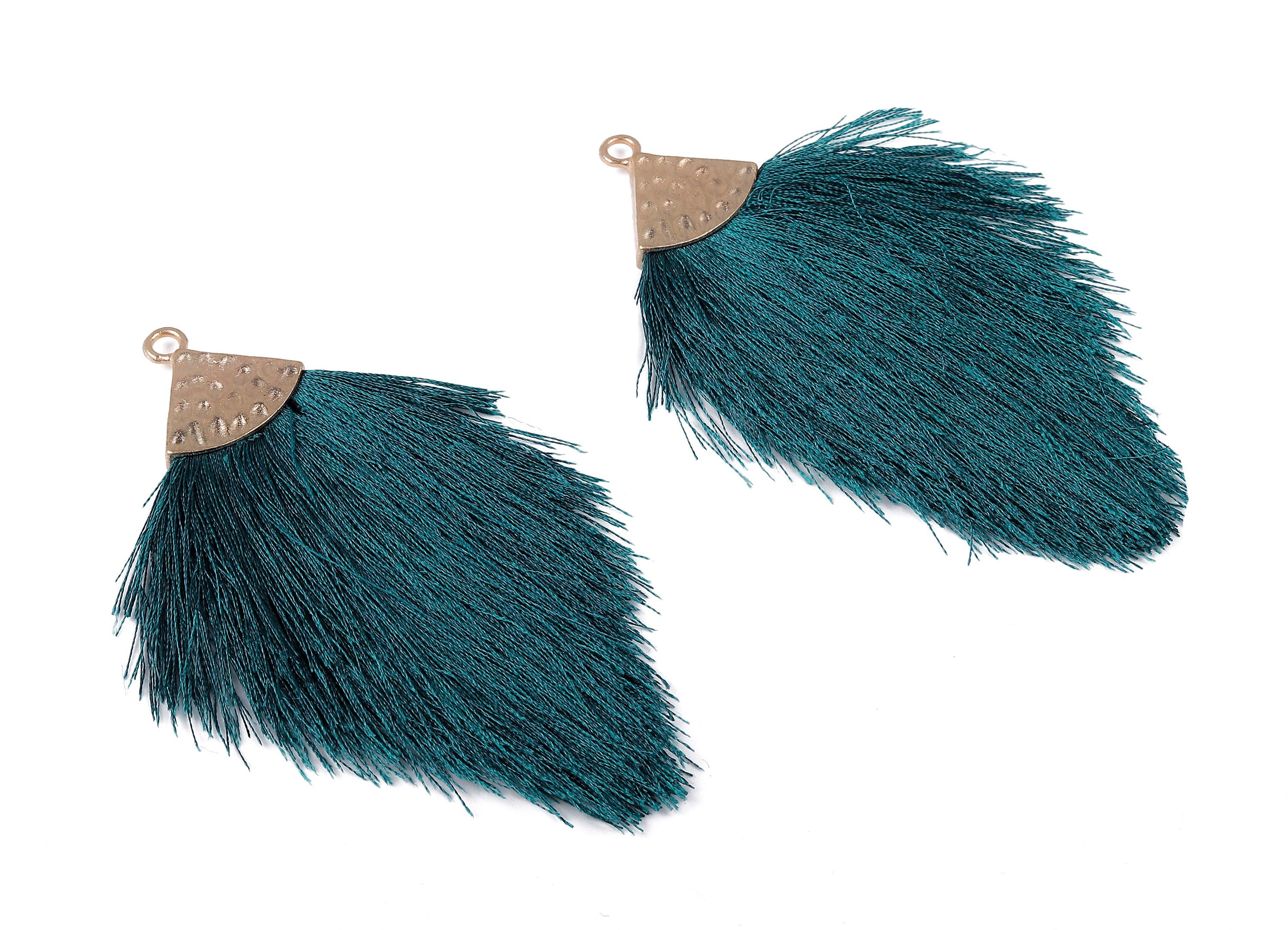 Tassel Earring Charms - Tassel Pendant - Puffy Tassel with Alloy Cap - Tassel Findings - Boho Charms - 96.86x57.69mm - TS1091 - DOMEDBAZAAR
