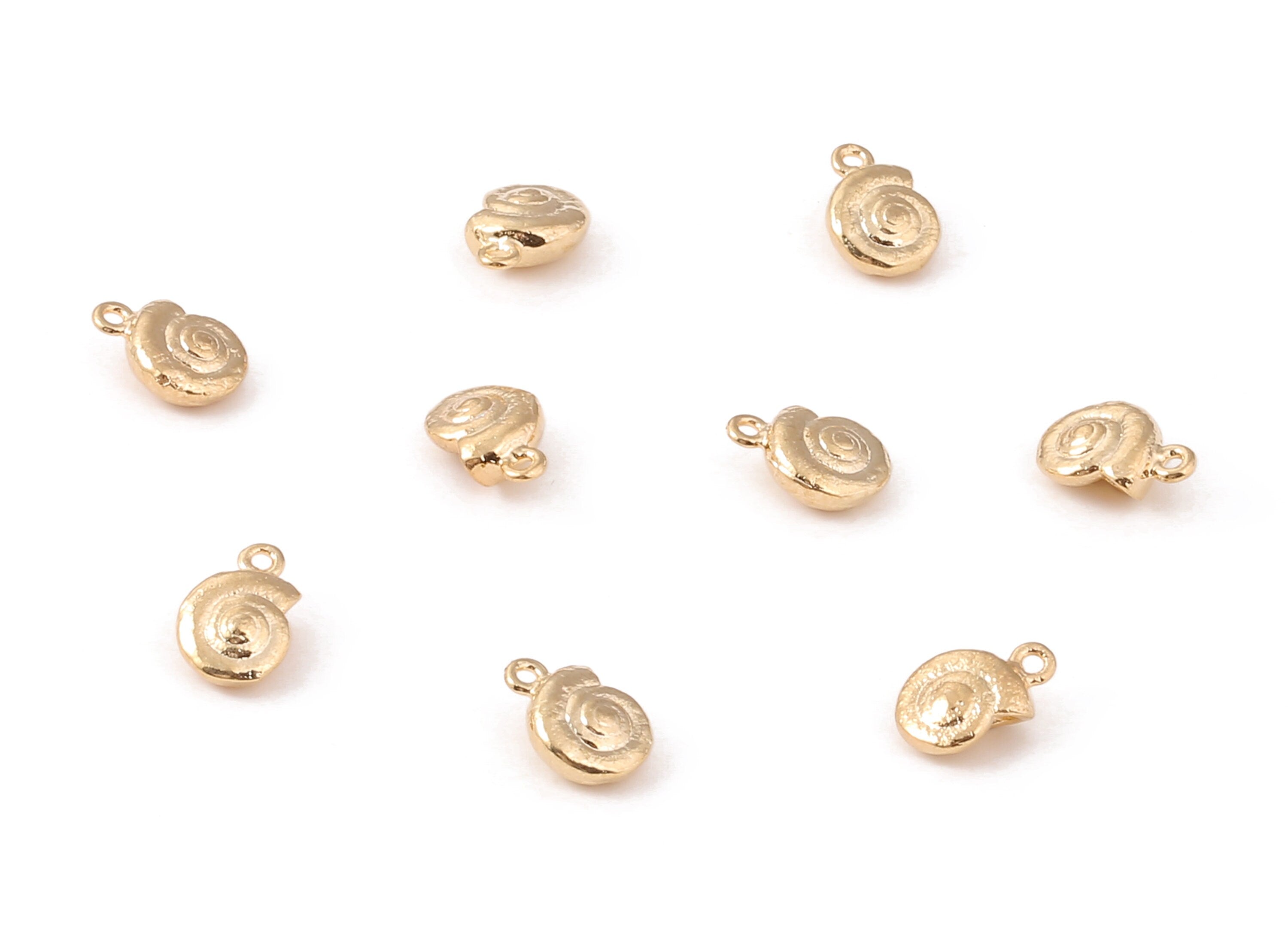 Brass Snail Charms - Brass Snail  Pendant - 18K Real Gold Plated Brass - Necklace Pendant - Jewelry Supplies - 10.11x6.89x3.66mm - RGP1247 - DOMEDBAZAAR