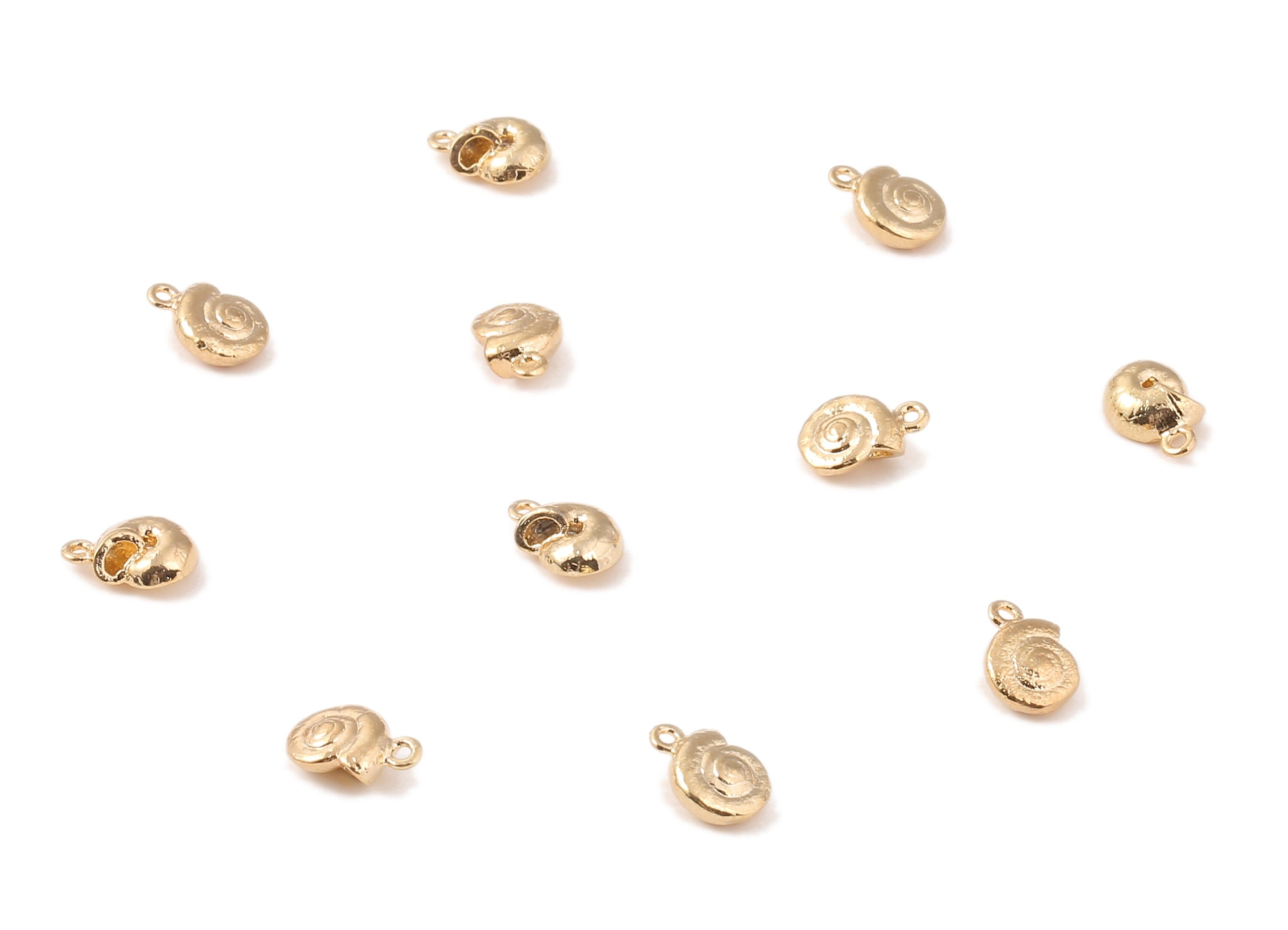 Brass Snail Charms - Brass Snail  Pendant - 18K Real Gold Plated Brass - Necklace Pendant - Jewelry Supplies - 10.11x6.89x3.66mm - RGP1247 - DOMEDBAZAAR