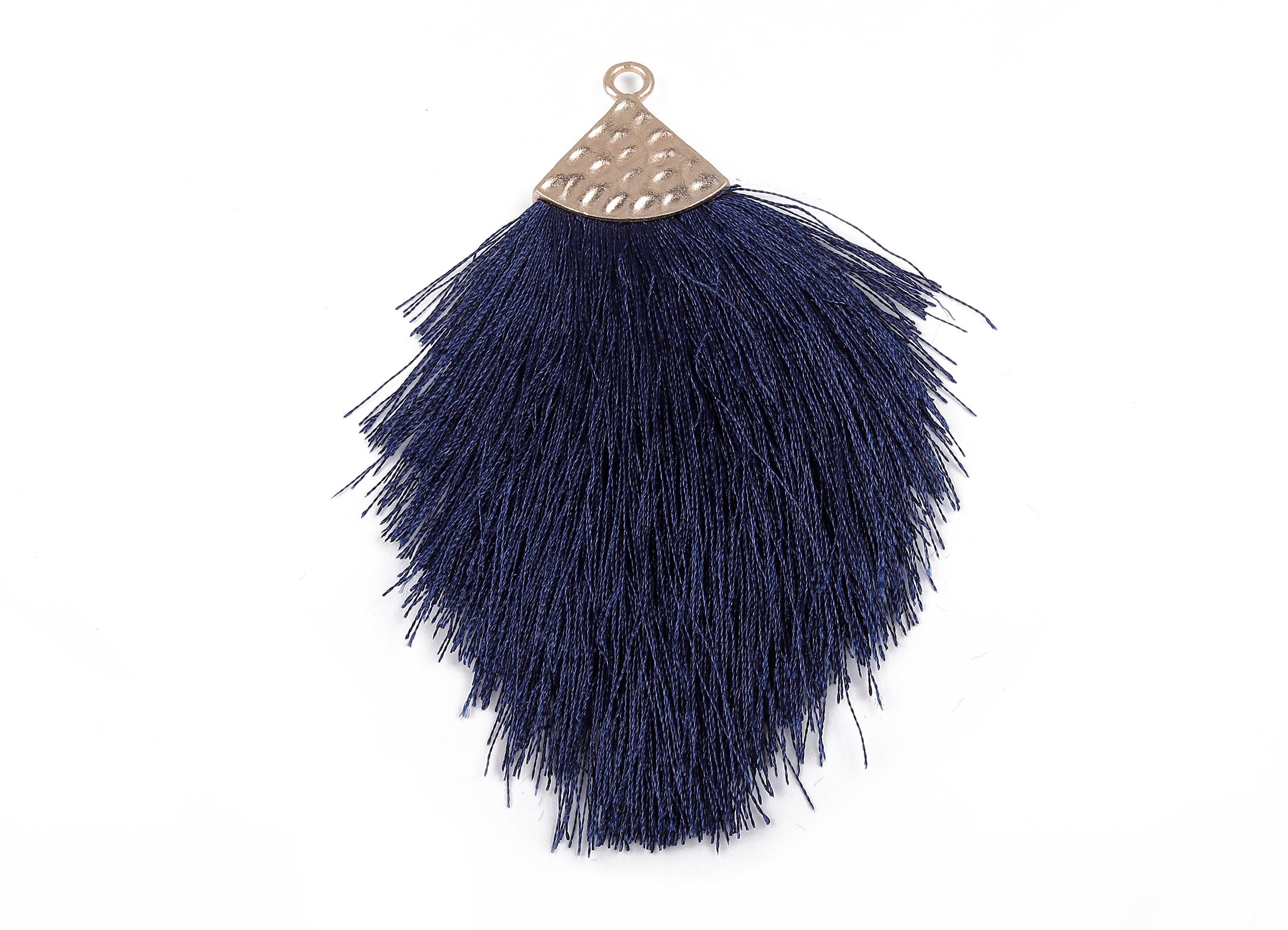 Tassel Earring Charms - Tassel Pendant - Puffy Tassel with Alloy Cap - Tassel Findings - Boho Charms - 96.86x57.69mm - TS1095 - DOMEDBAZAAR