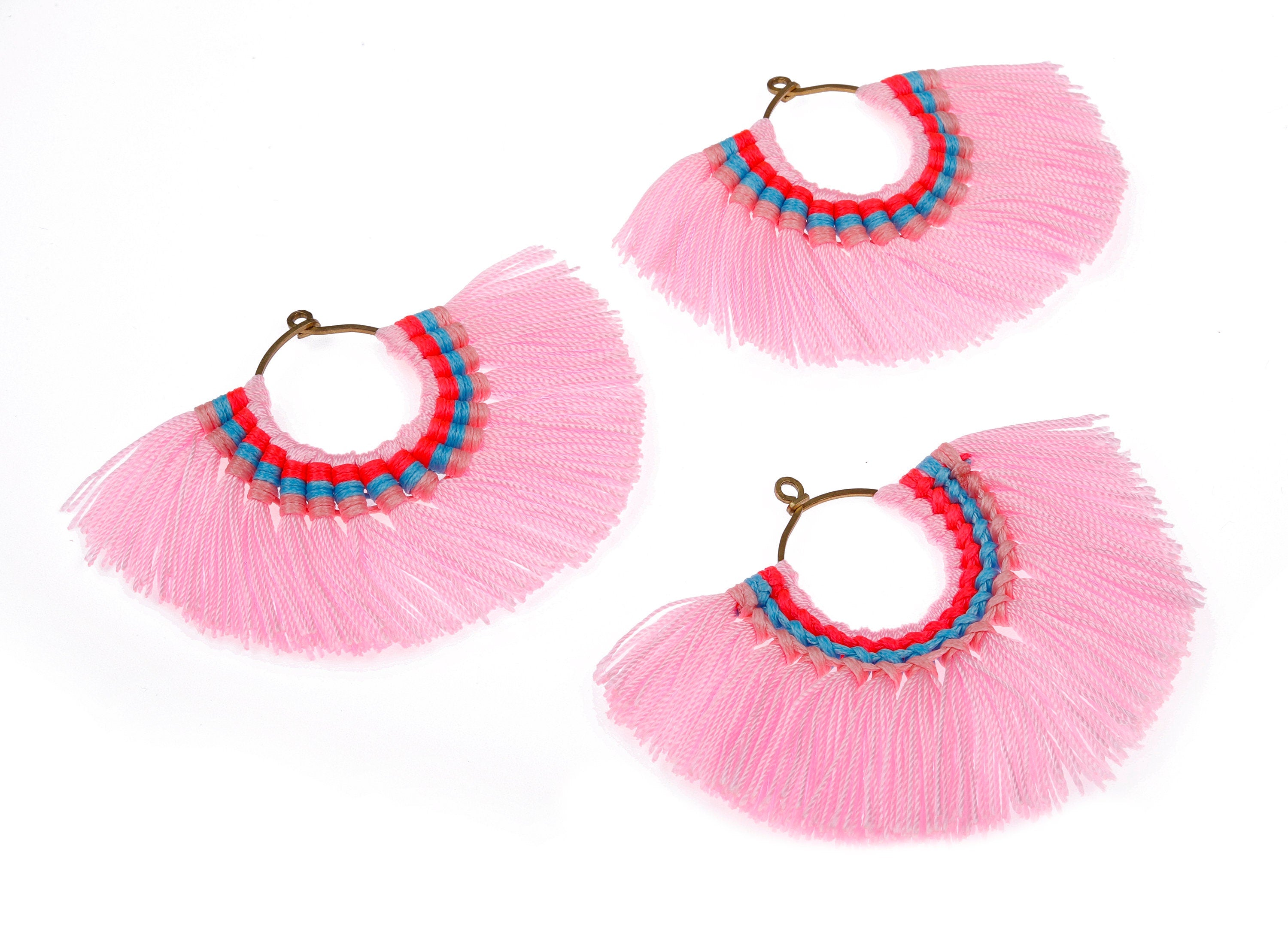 Fan Tassel Earring Charms with Ring - Tassel earring pendant - Fan Ring Earrings - Earring Accessories - 84.57x60.13x5.51mm - TS1103 - DOMEDBAZAAR