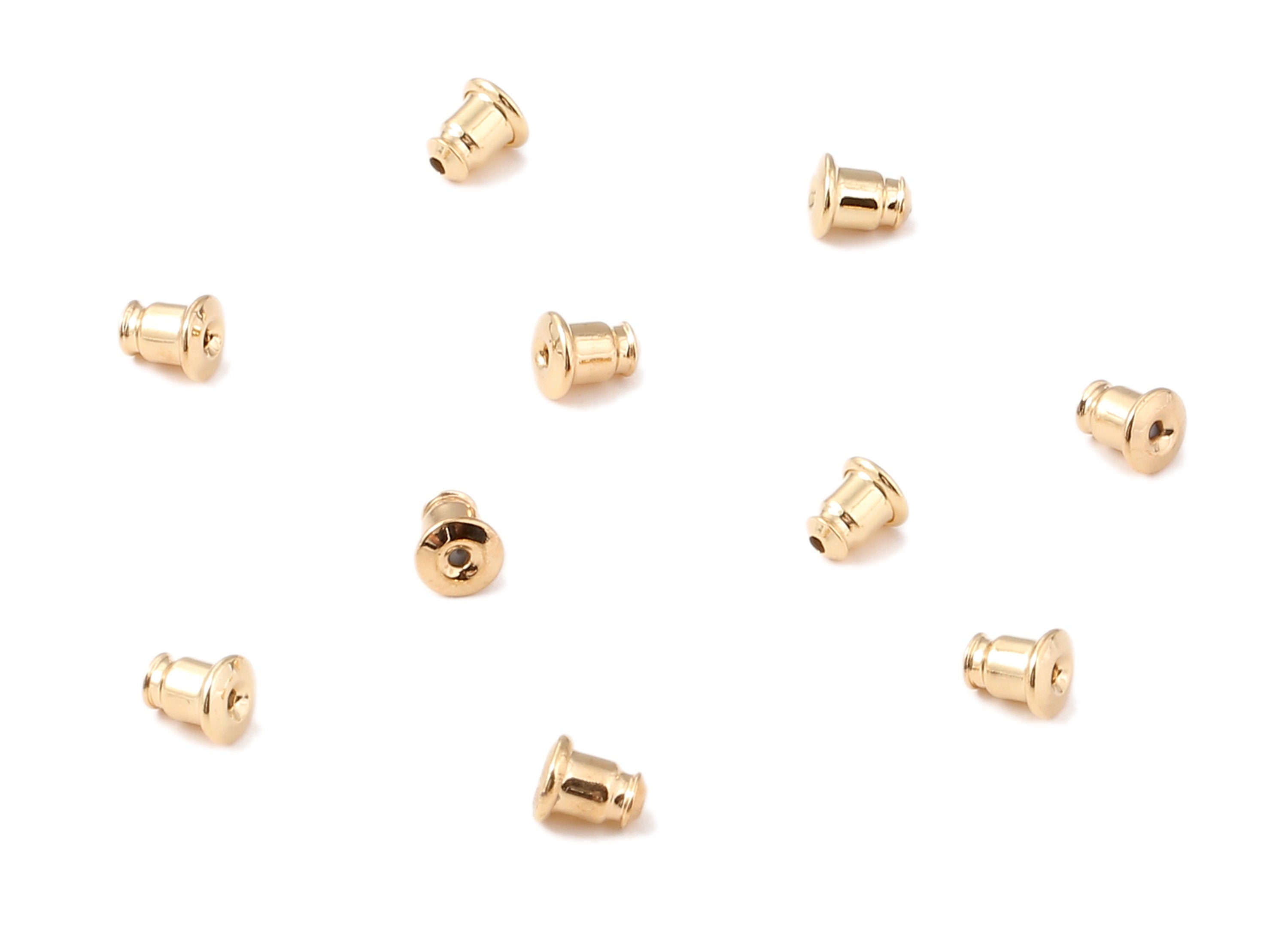 Brass Earring Stopper With Rubber - Ear Nuts & Ear Wire Backs - 18K Real Gold Plated Brass - Jewelry Supplies - 5.98x5.06mm - RGP1197 - DOMEDBAZAAR