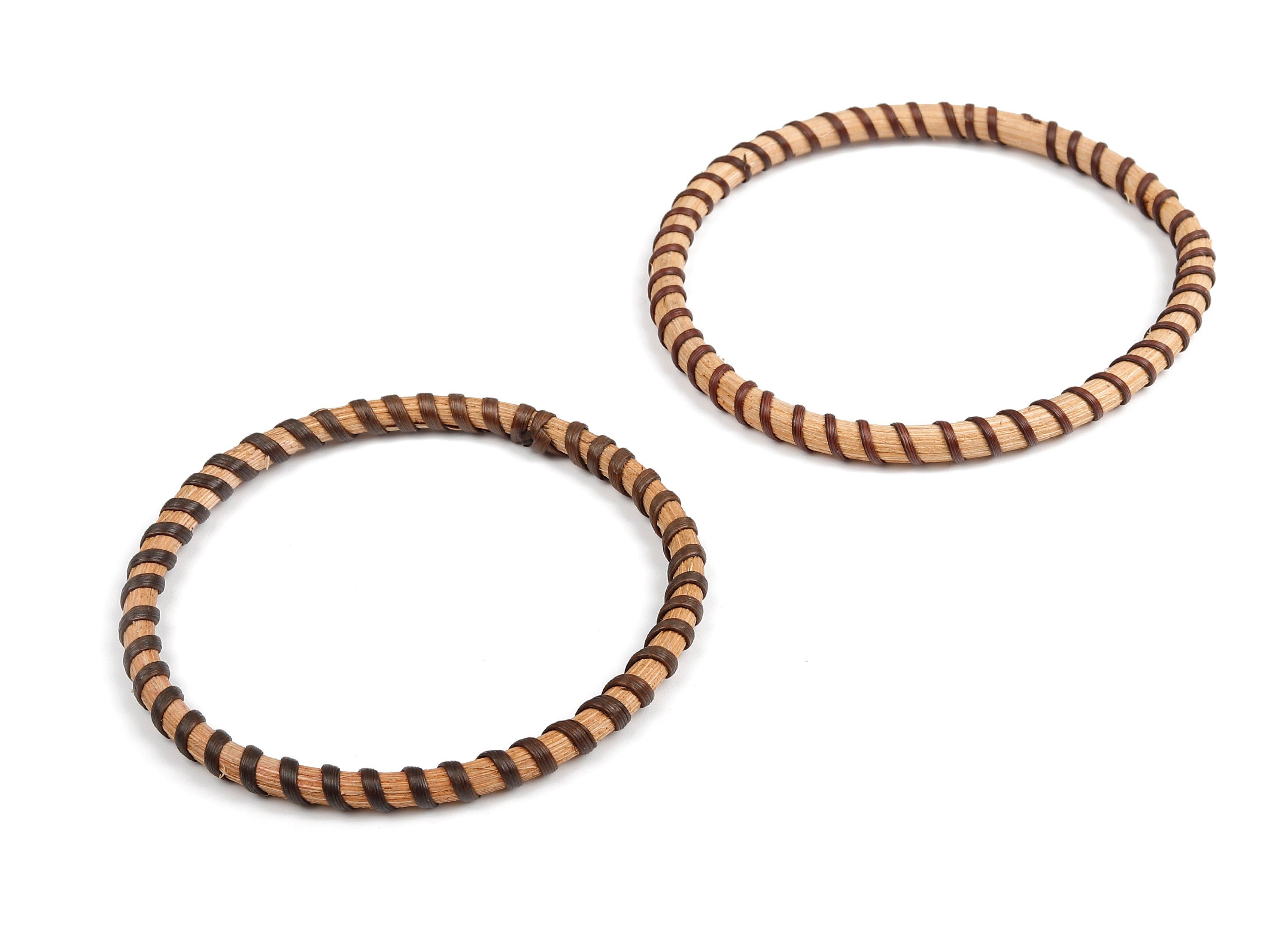 Handwoven Rattan Hoop Bracelet - Rattan Hoop Bracelet - Wood Bracelet - Rattan Bangle - Jewelry Handmade - 80x80x5.6mm - RT1296 - DOMEDBAZAAR