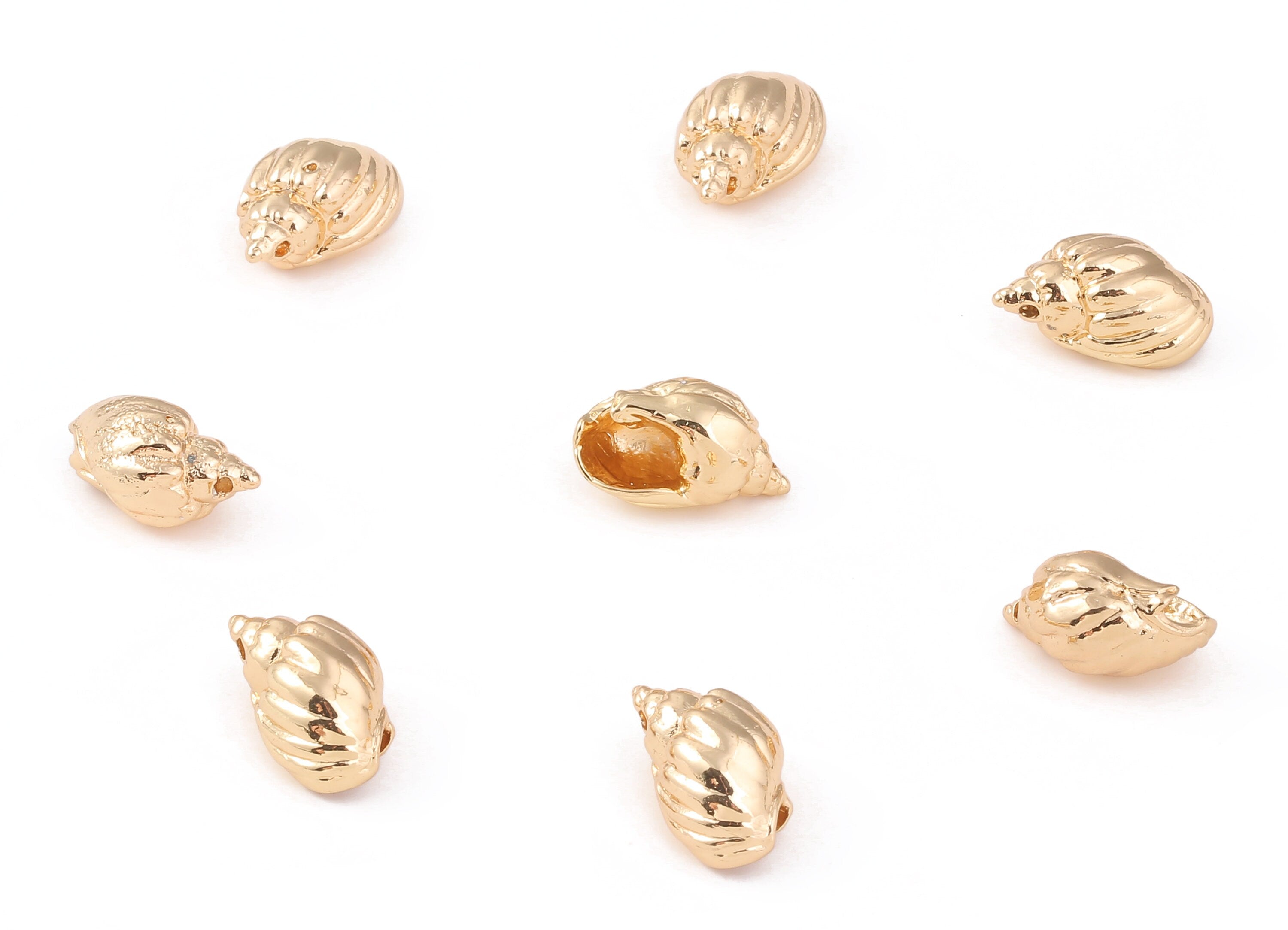 Brass Whelk Seashell Charms - Brass Whelk Seashell Pendant - 18K Real Gold Plated Brass - Jewelry Supplies - 17.89x10.49mm - RGP1207 - DOMEDBAZAAR