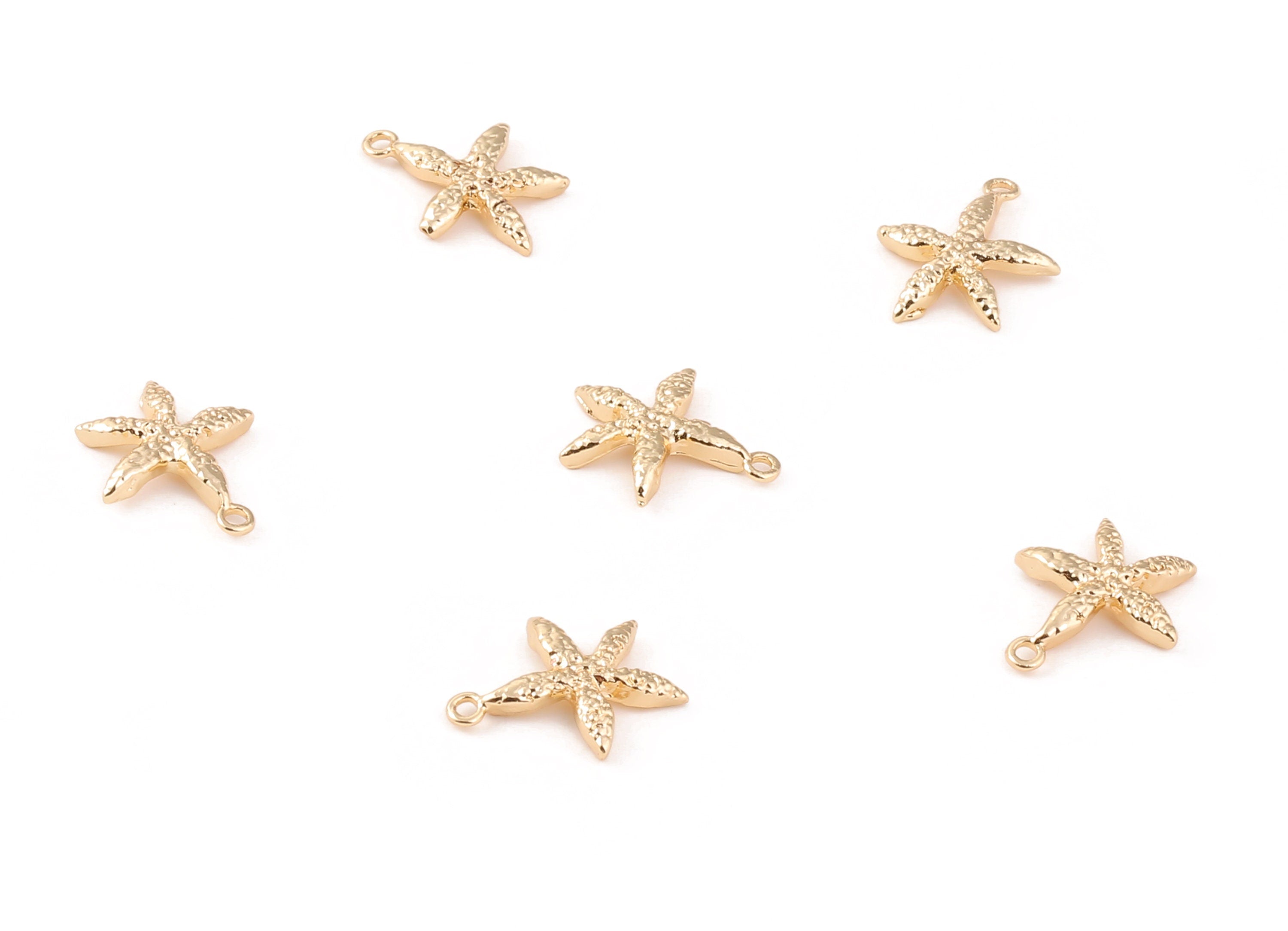 Brass Starfish Charms - Brass Starfish Pendant - 18K Real Gold Plated Brass - Jewelry Supplies -  15.86x13.17x1.73mm - RGP1218 - DOMEDBAZAAR