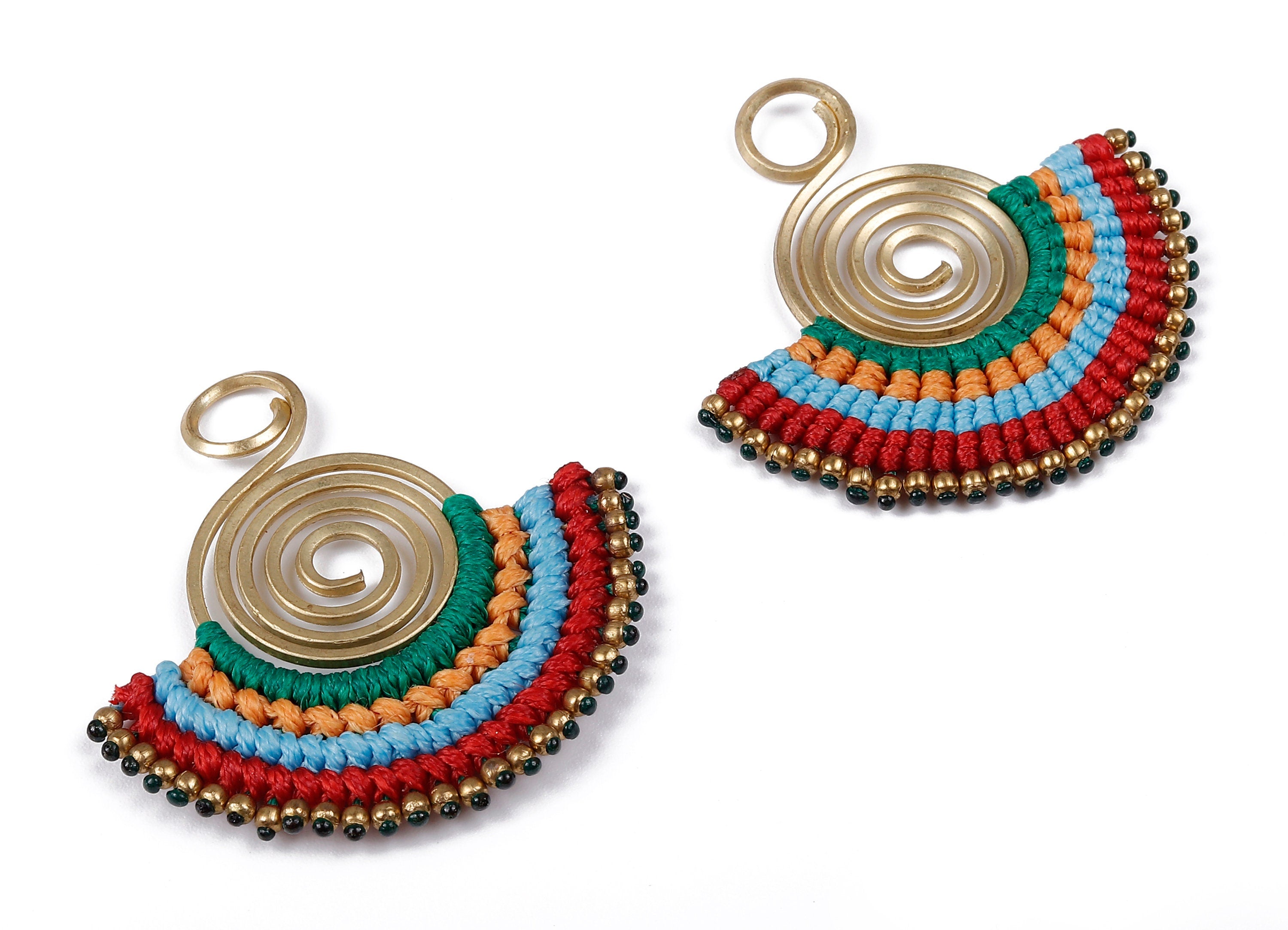 Fan Tassel Earring Charms with Beads - Tassel earring pendant - Fan Earrings Accessories - Jewelry Supplies - 49.15x48.91x3.52mm - TS1114 - DOMEDBAZAAR