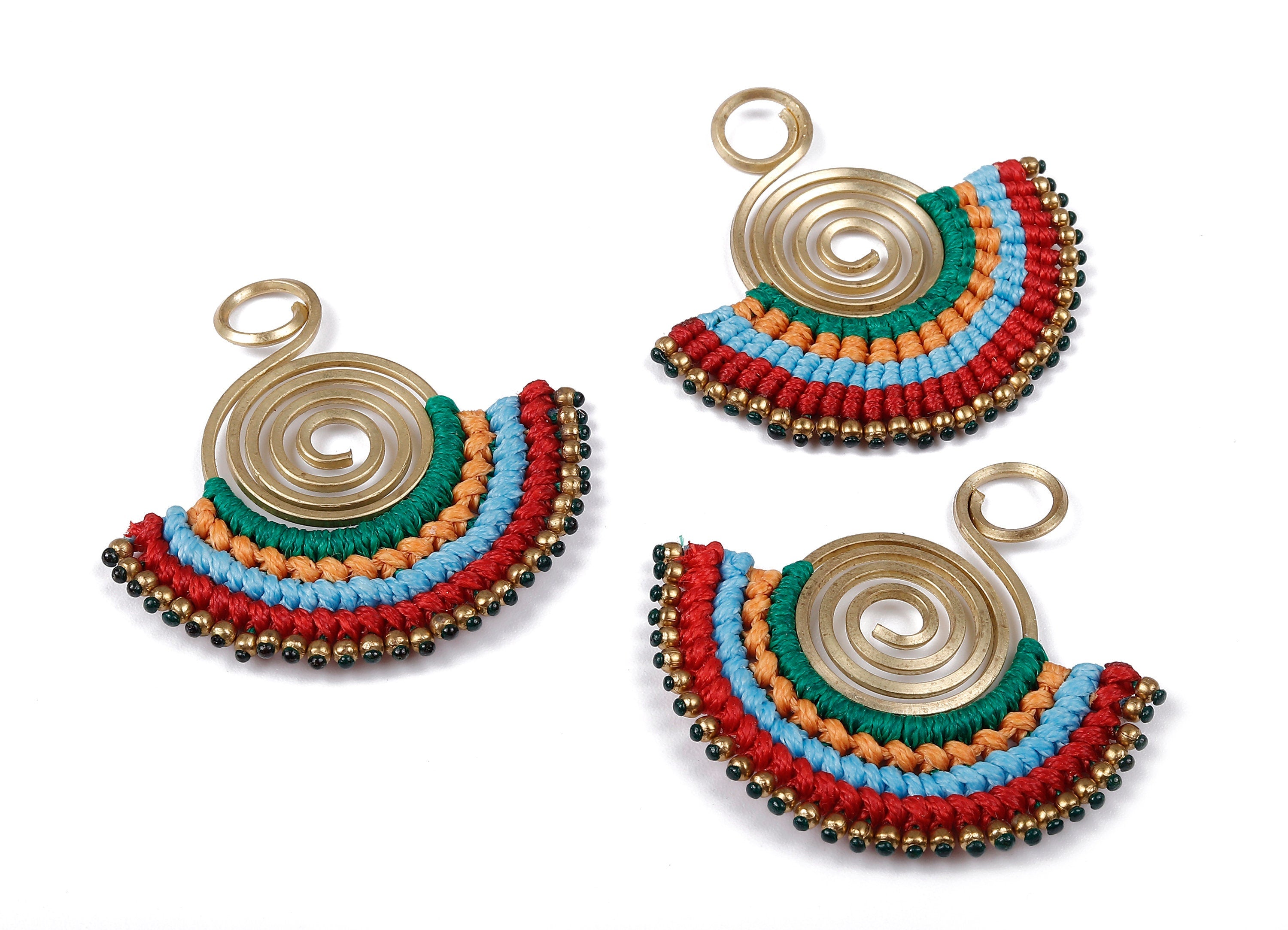 Fan Tassel Earring Charms with Beads - Tassel earring pendant - Fan Earrings Accessories - Jewelry Supplies - 49.15x48.91x3.52mm - TS1114 - DOMEDBAZAAR