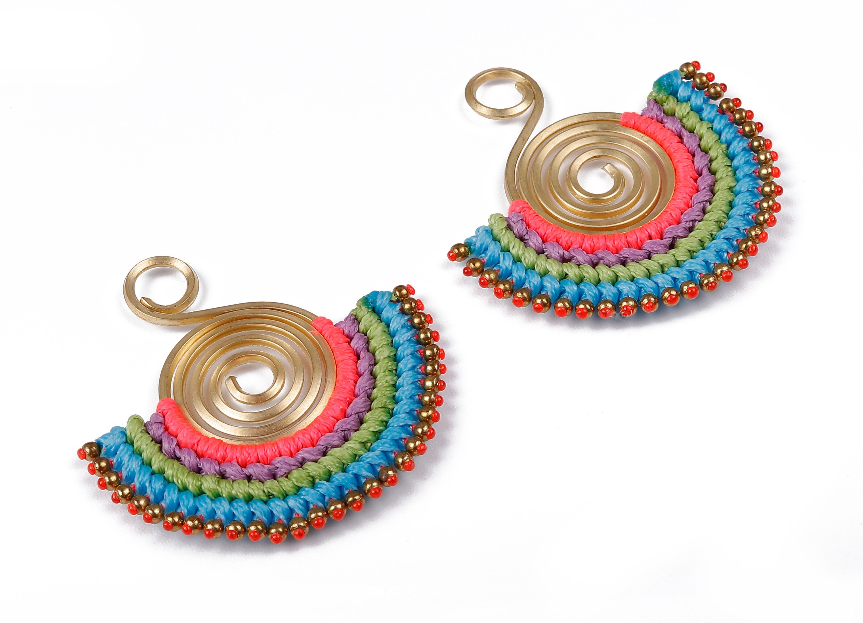 Fan Tassel Earring Charms with Beads - Tassel earring pendant - Fan Earrings Accessories - Jewelry Supplies - 49.15x48.91x3.52mm - TS1115 - DOMEDBAZAAR