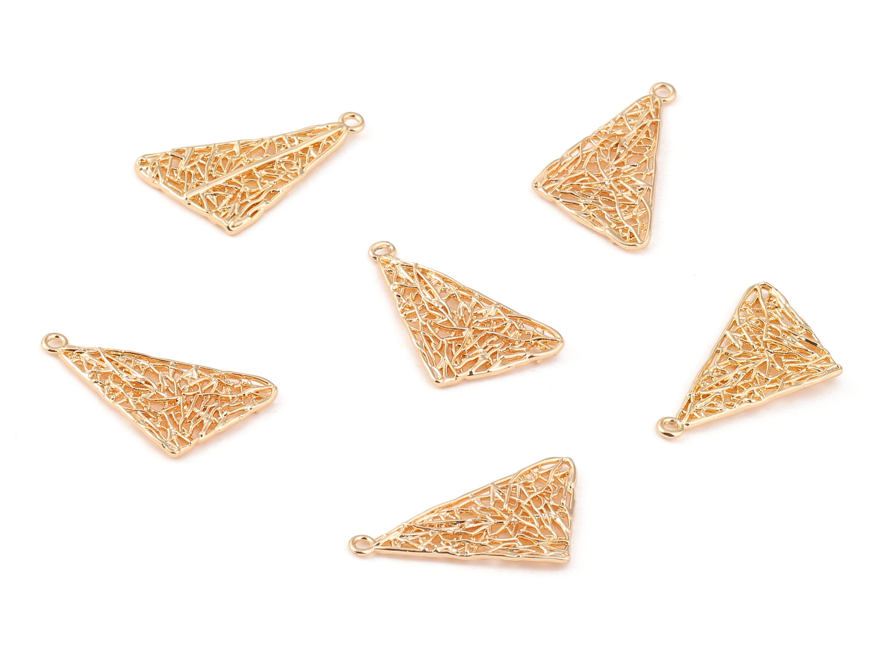 Brass Triangle Charms - Brass Triangle Pendant - 18K Real Gold Plated Brass - Necklace Pendant - 27.35x16.93x1.86mm - RGP1093 - DOMEDBAZAAR