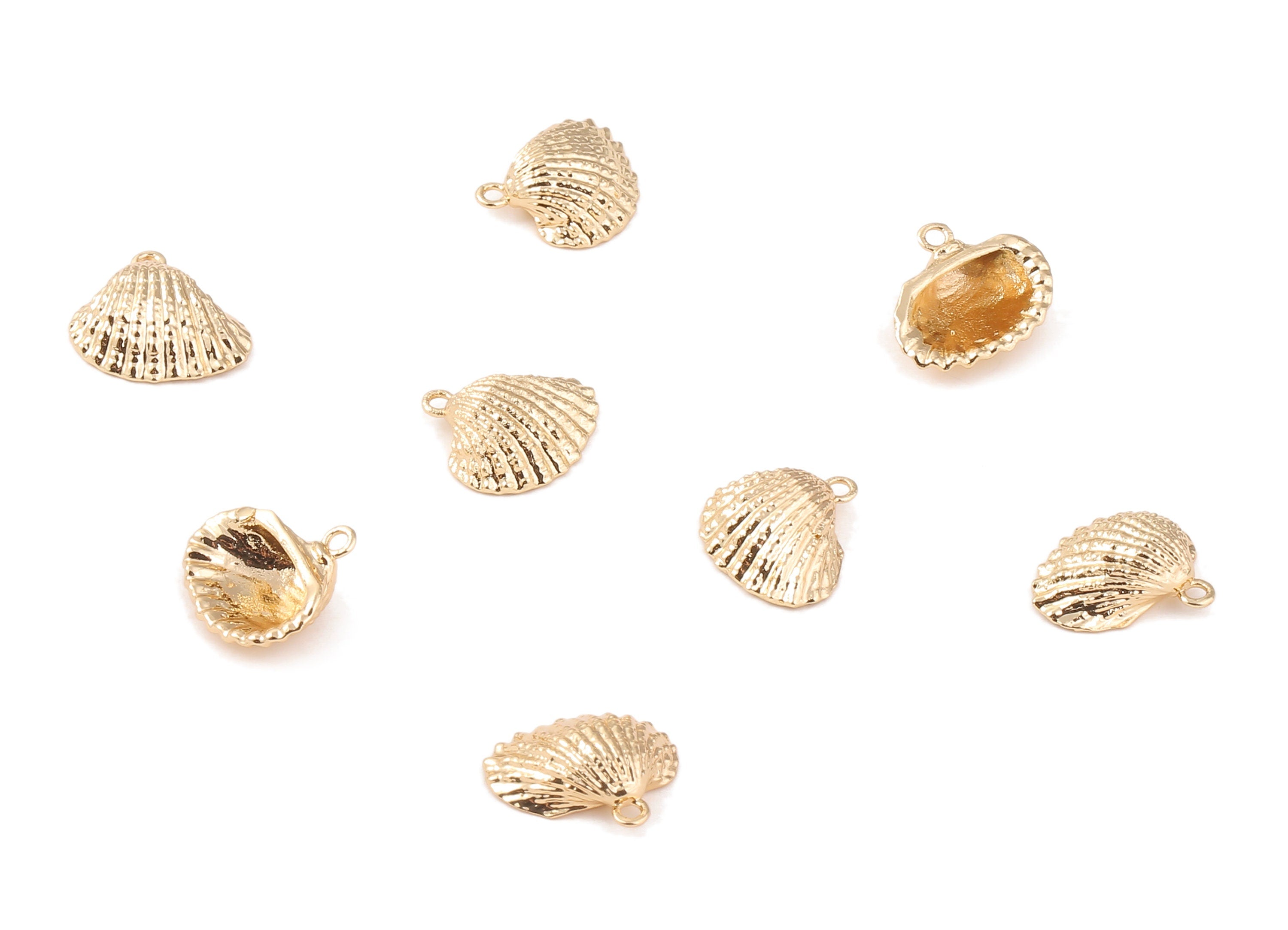 Brass Mussel Shell Charms - Brass Mussel Shell Pendant - 18K Real Gold Plated Brass - Jewelry Supplies - 14.61x13.42x1.12mm - RGP1245 - DOMEDBAZAAR