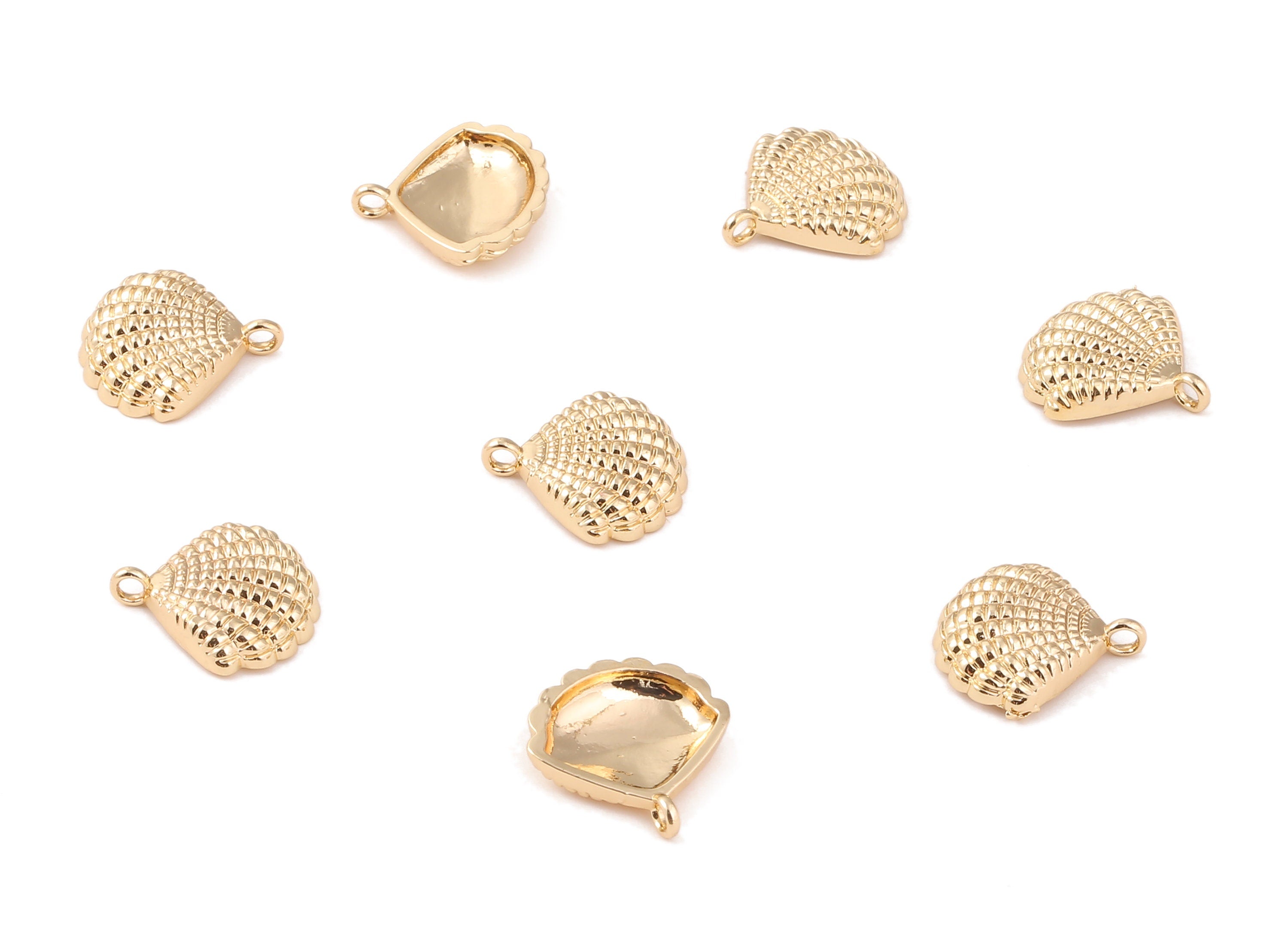 Brass Mussel Shell Charms - Brass Mussel Shell Pendant - 18K Real Gold Plated Brass - Jewelry Supplies - 17x16.58x1.93mm - RGP1249 - DOMEDBAZAAR