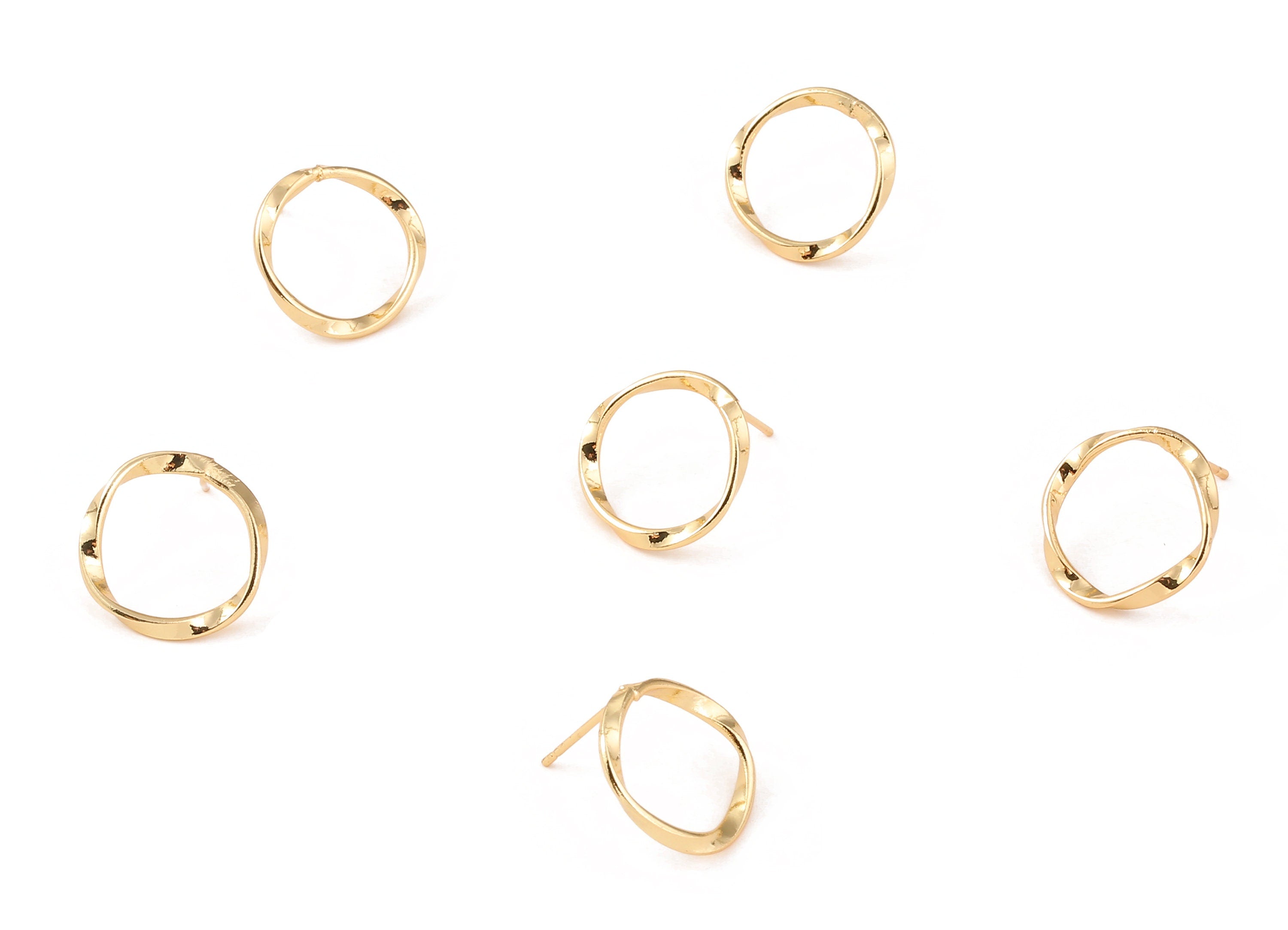 Brass Round Earring Posts - Brass Round Earring Wire Stud - 18K Real Gold Plated Brass Stud - Jewelry Supplies - 15.71x15.71x1.2mm - RGP1216 - DOMEDBAZAAR