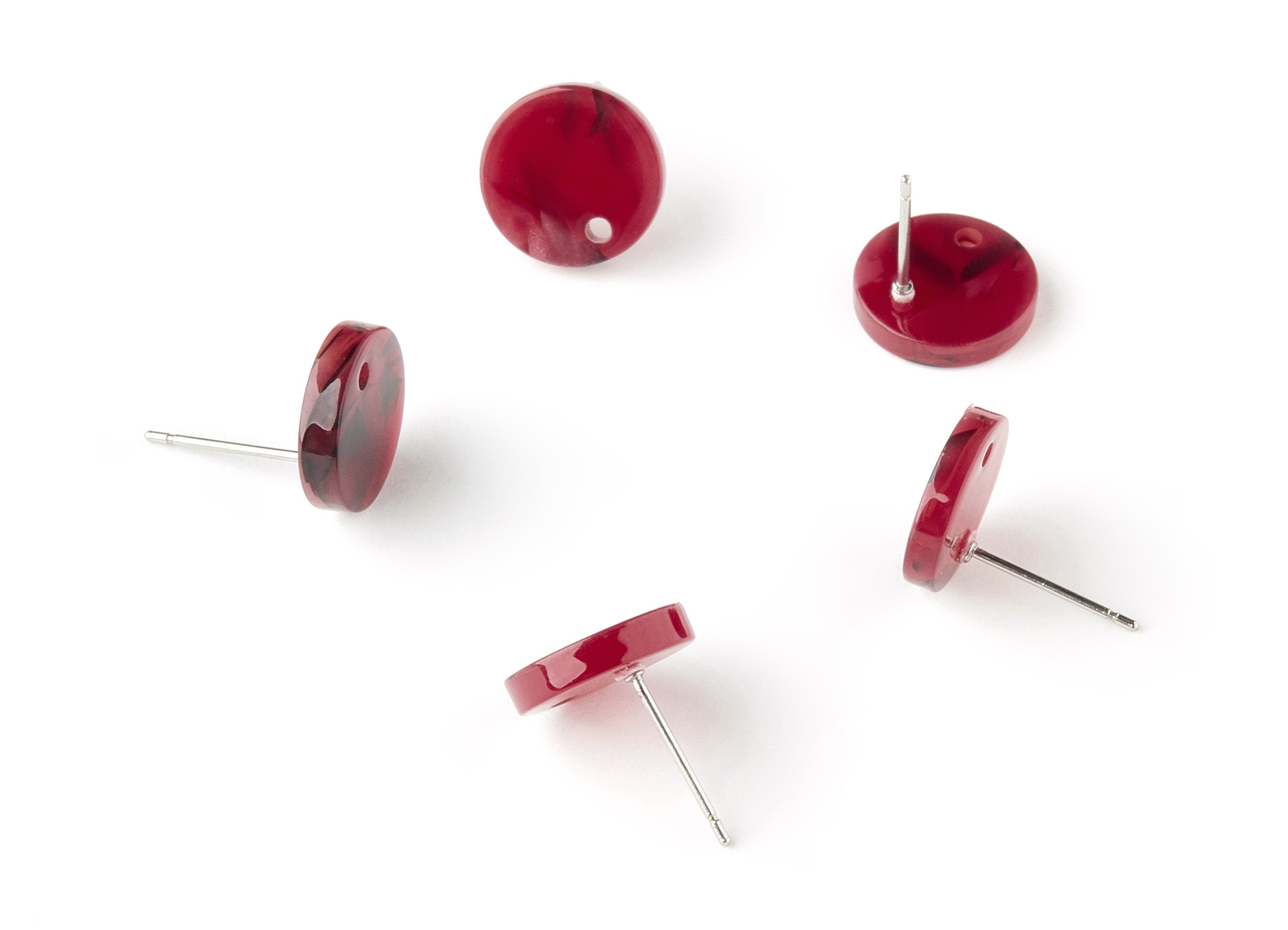 Acetate Round Earring Stud - Round Earring Post and Stud - Earring Findings - Color Code: A56 - 11.6x11.6x2.95mm - AC1139-A56 - DOMEDBAZAAR