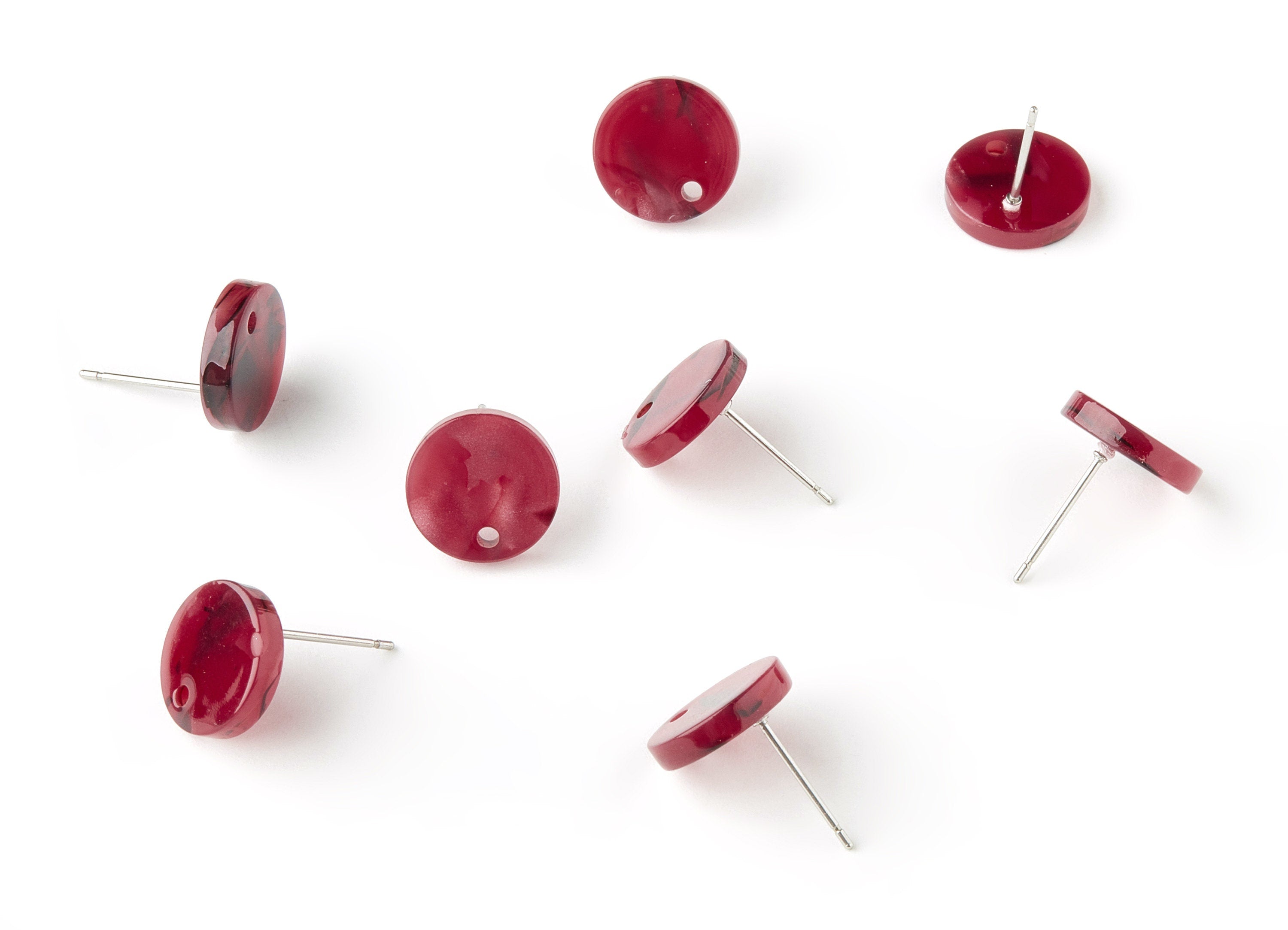 Acetate Round Earring Stud - Round Earring Post and Stud - Earring Findings - Color Code: A56 - 11.6x11.6x2.95mm - AC1139-A56 - DOMEDBAZAAR