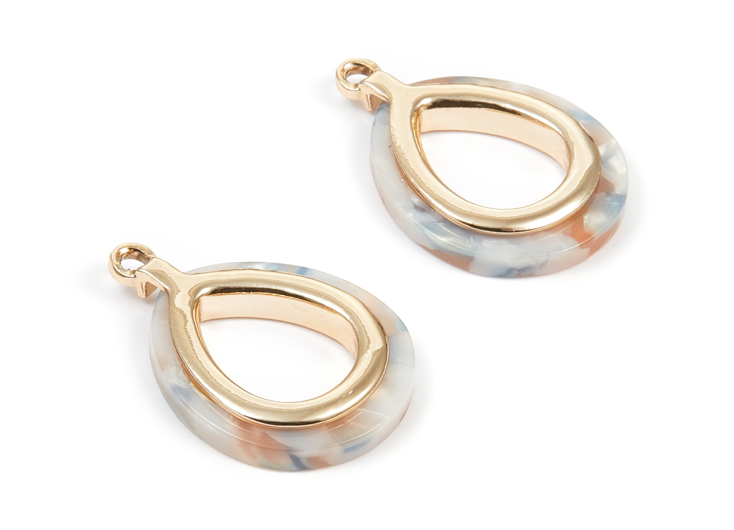Acetate Alloy Frame Oval Charms - Rose Tone Alloy - Oval Earrings and Pendant -  Color Code:A298 - 24.07x20.22x2.59mm - AC1618-A298-G - DOMEDBAZAAR