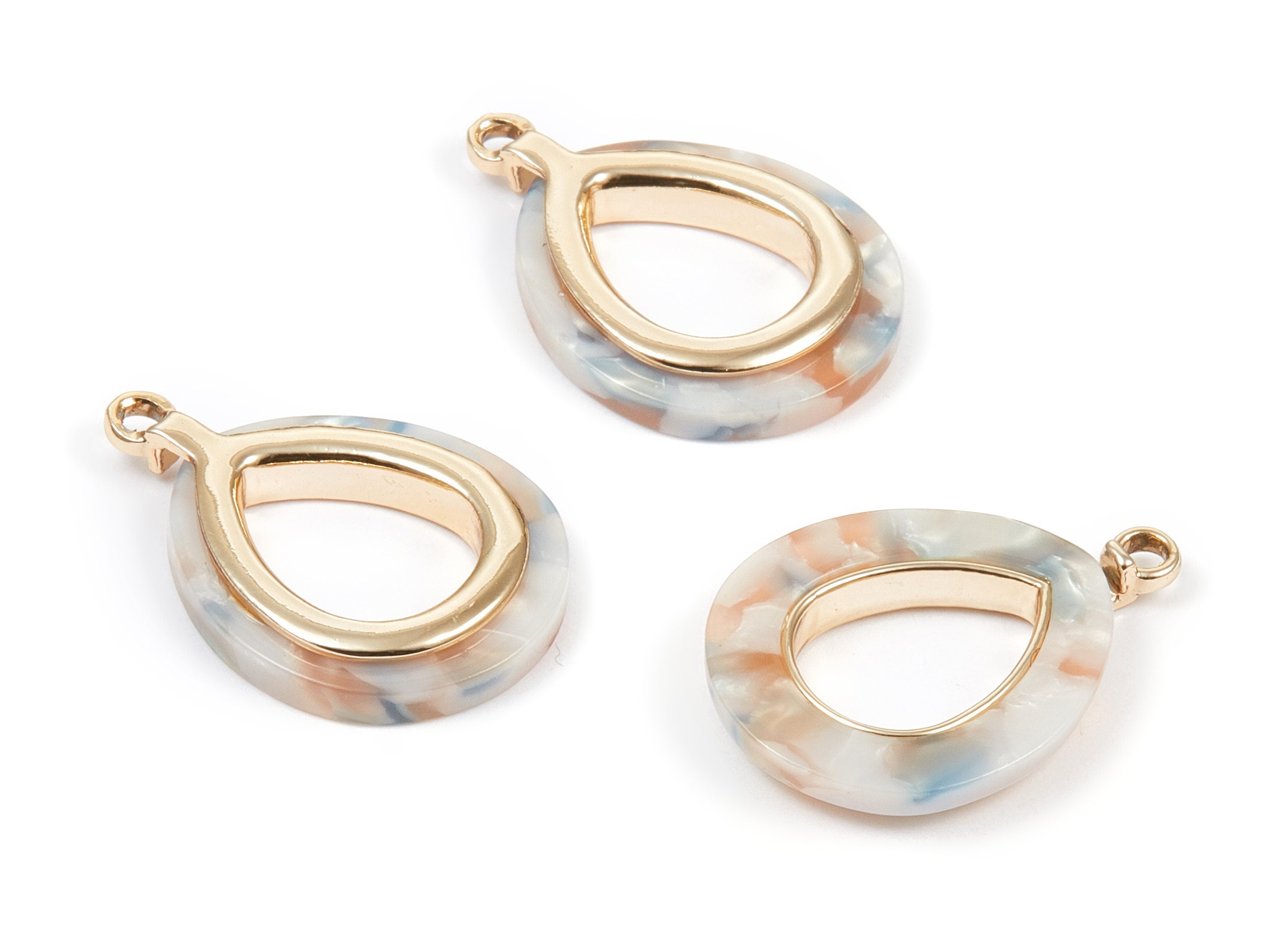 Acetate Alloy Frame Oval Charms - Rose Tone Alloy - Oval Earrings and Pendant -  Color Code:A298 - 24.07x20.22x2.59mm - AC1618-A298-G - DOMEDBAZAAR