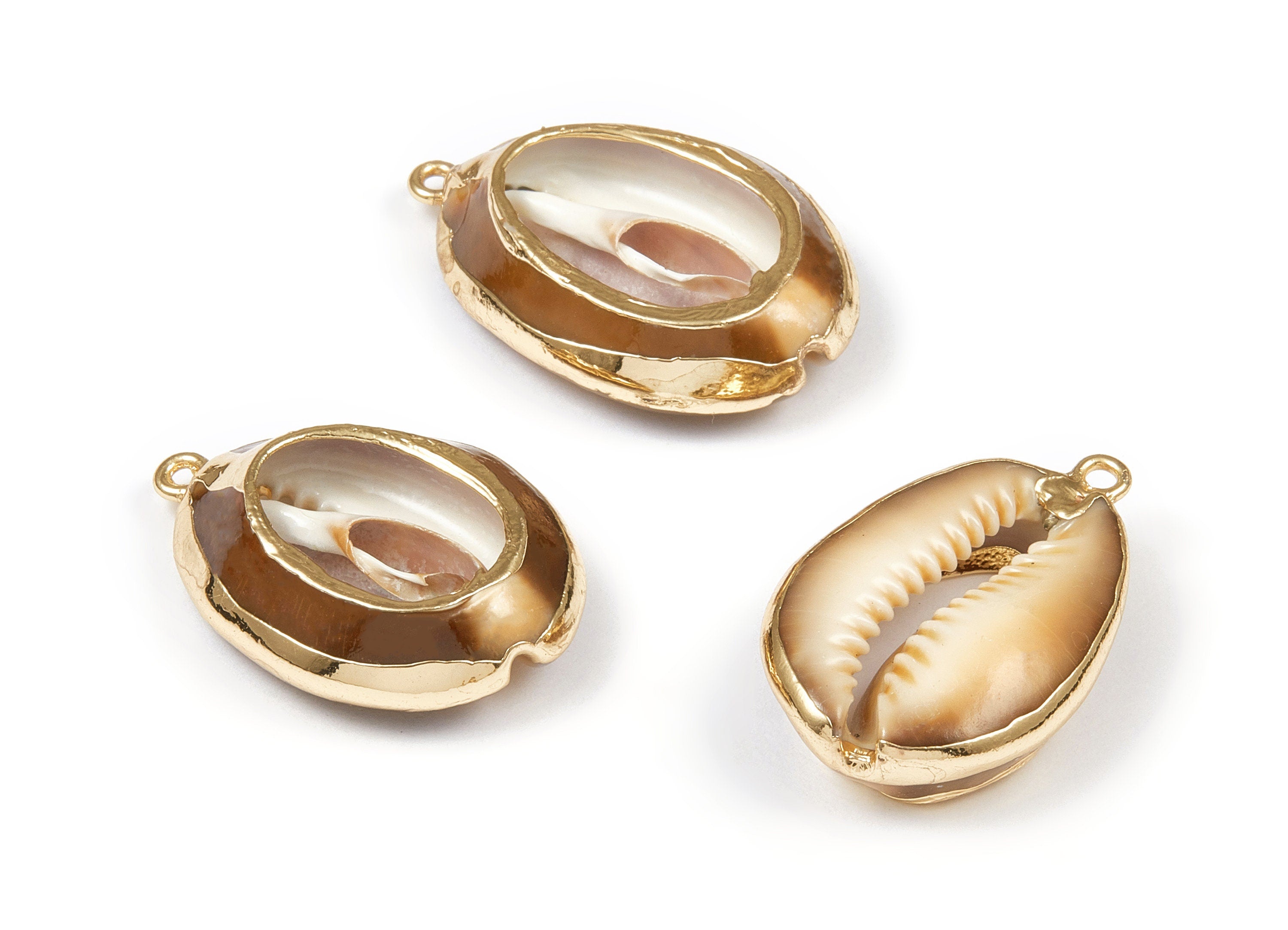 Open Cowrie Charms - Mussel Shell Earrings - Cut Open Seashell Pendant - Natural Seashell Earrings - 32.82x22.95x8.28mm - SF1026 - DOMEDBAZAAR
