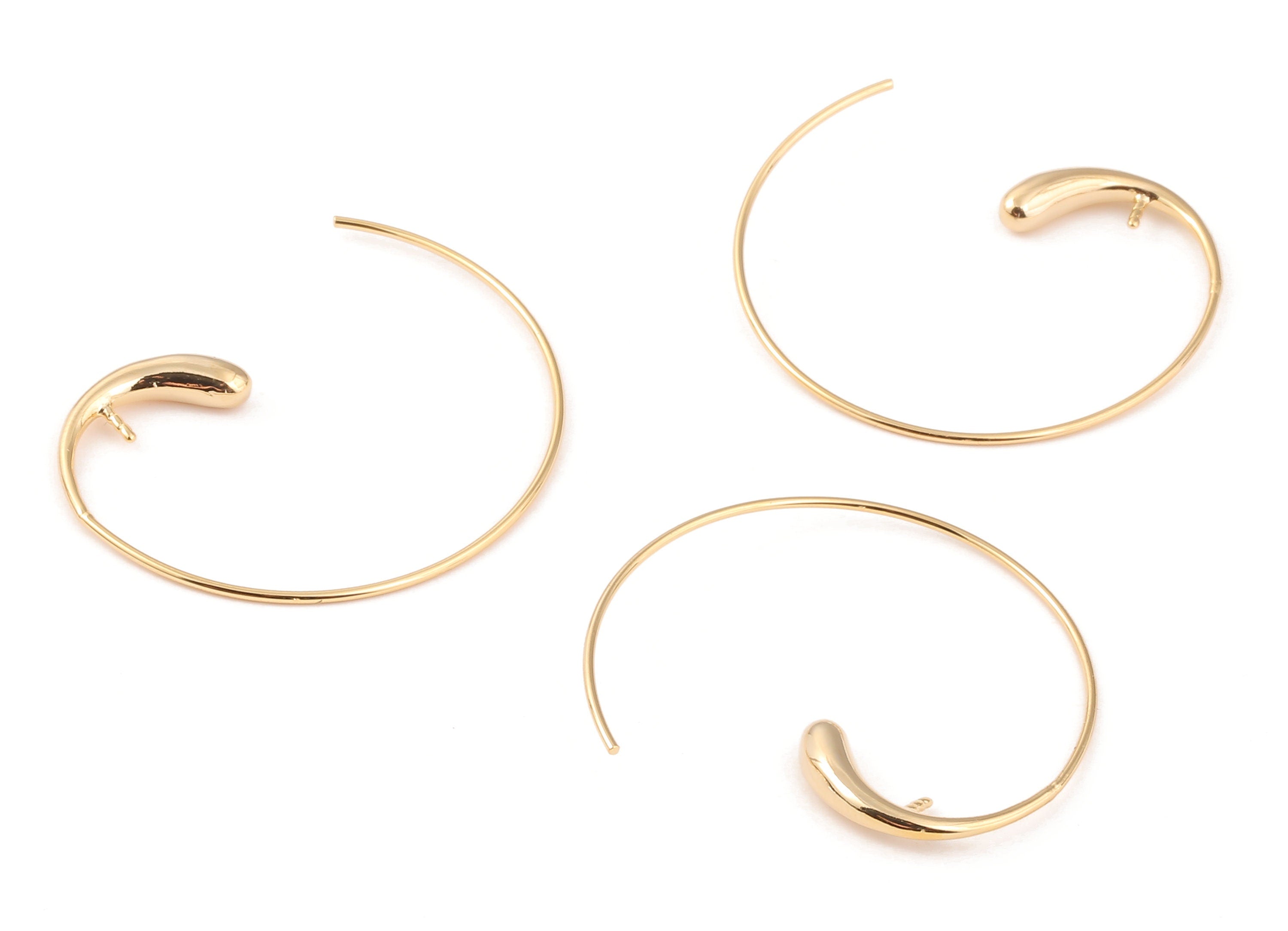 Brass C Earring Wire For Pearl - Brass C Earring Post - 18K Real Gold Plated Brass Stud - Jewelry Supplies - 36.84x32.48mm - RGP1082 - DOMEDBAZAAR