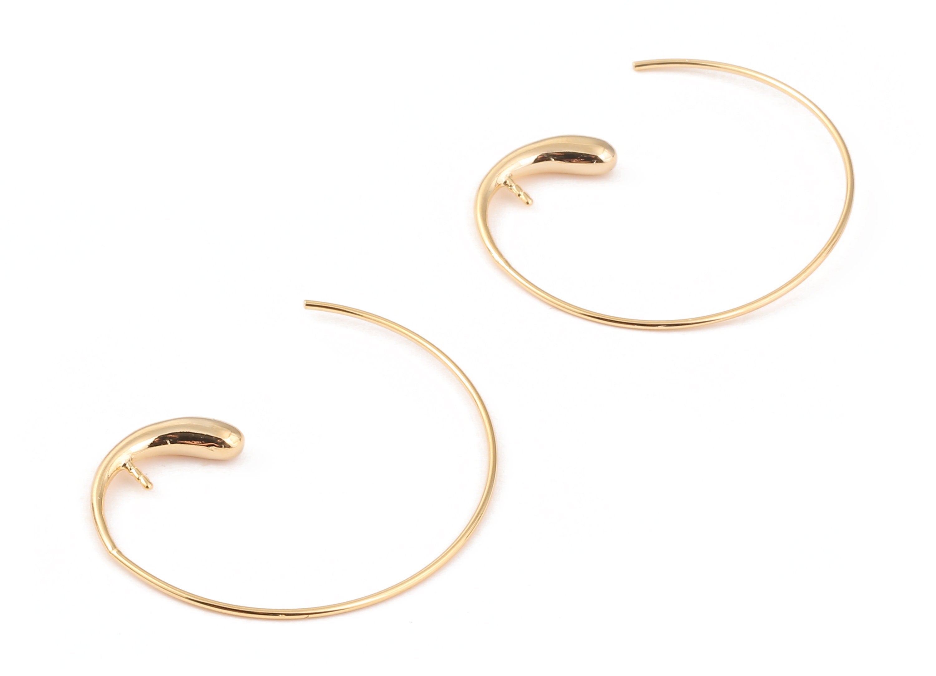 Brass C Earring Wire For Pearl - Brass C Earring Post - 18K Real Gold Plated Brass Stud - Jewelry Supplies - 36.84x32.48mm - RGP1082 - DOMEDBAZAAR